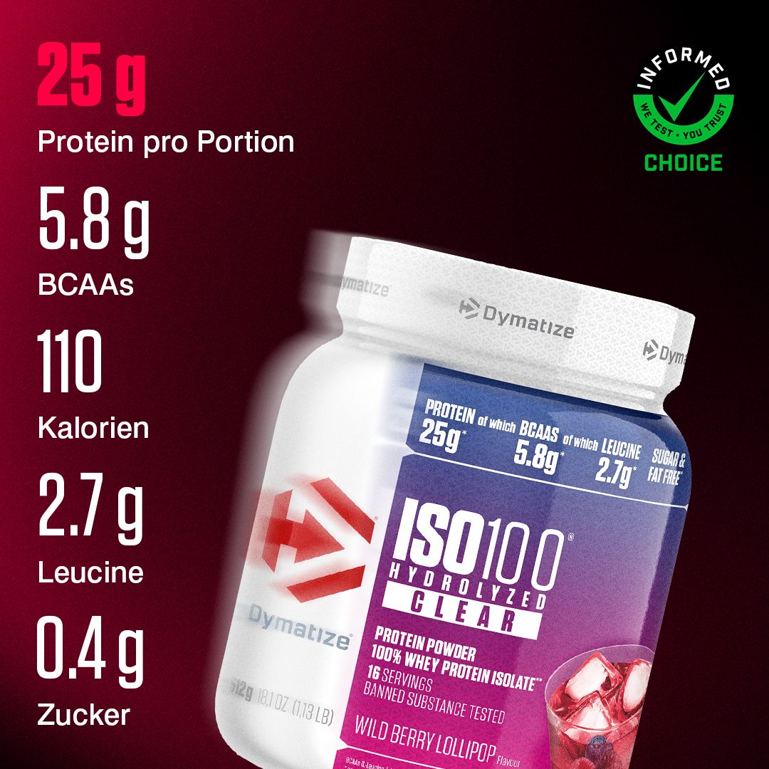 Dymatize ISO 100 Hydrolized Clear Wild Berry Lollipop Whey Protein Pulver