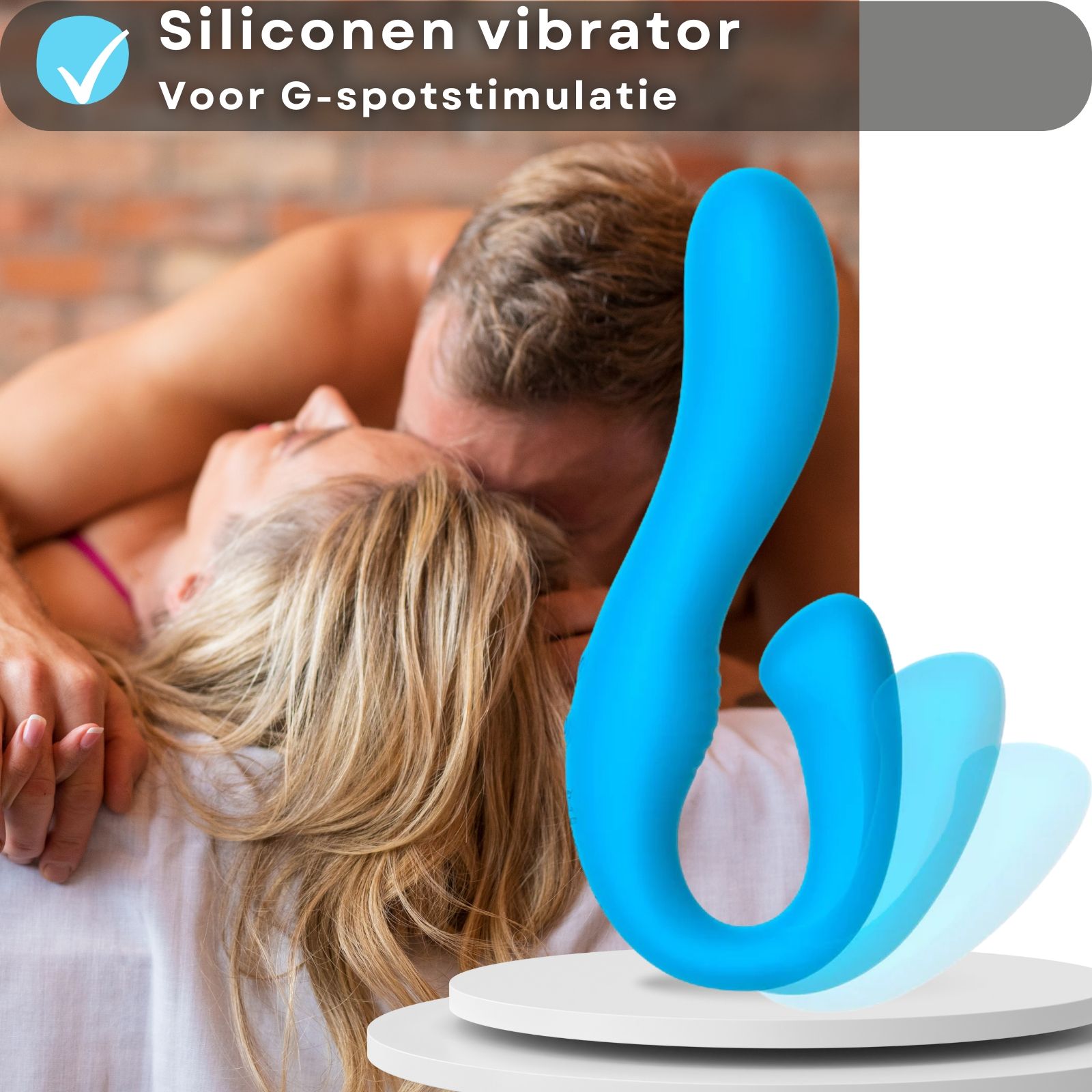 Blauwe siliconen vibrator. Voor G-spot stimulatie.