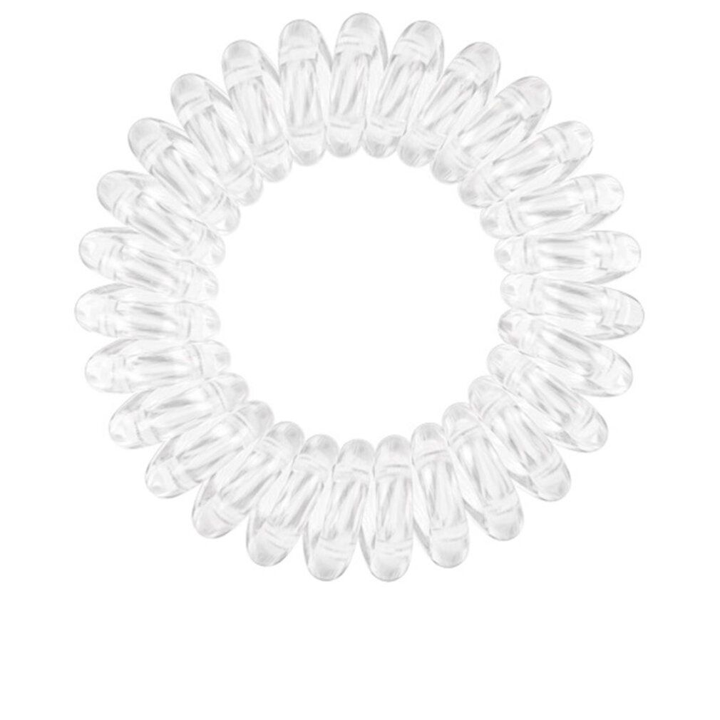 Transparente Haargummi-Spirale. Ringförmig, aus Kunststoff.