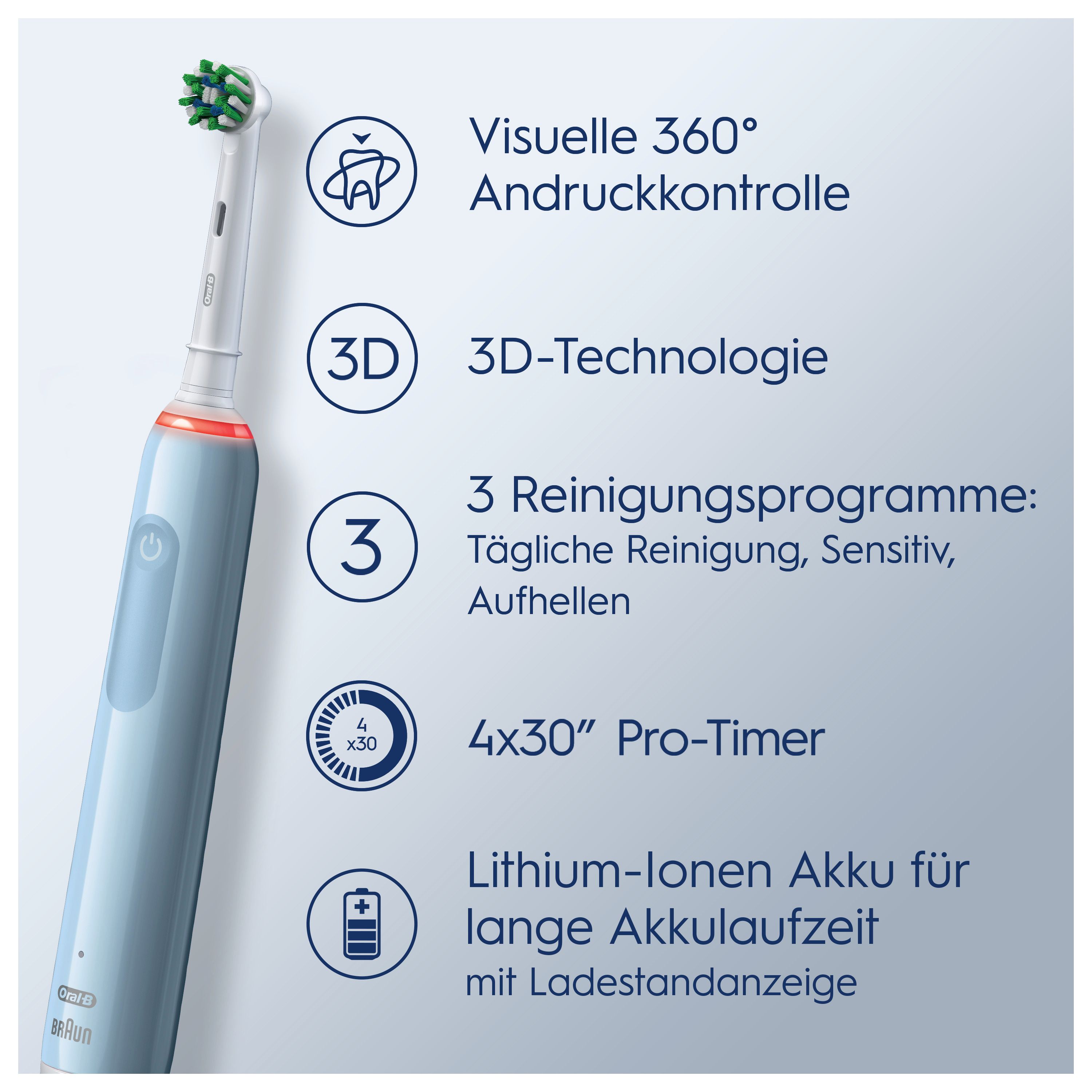 Oral-B - Elektrische Zahnbürste "Pro 3 - Cross Action" in Blau