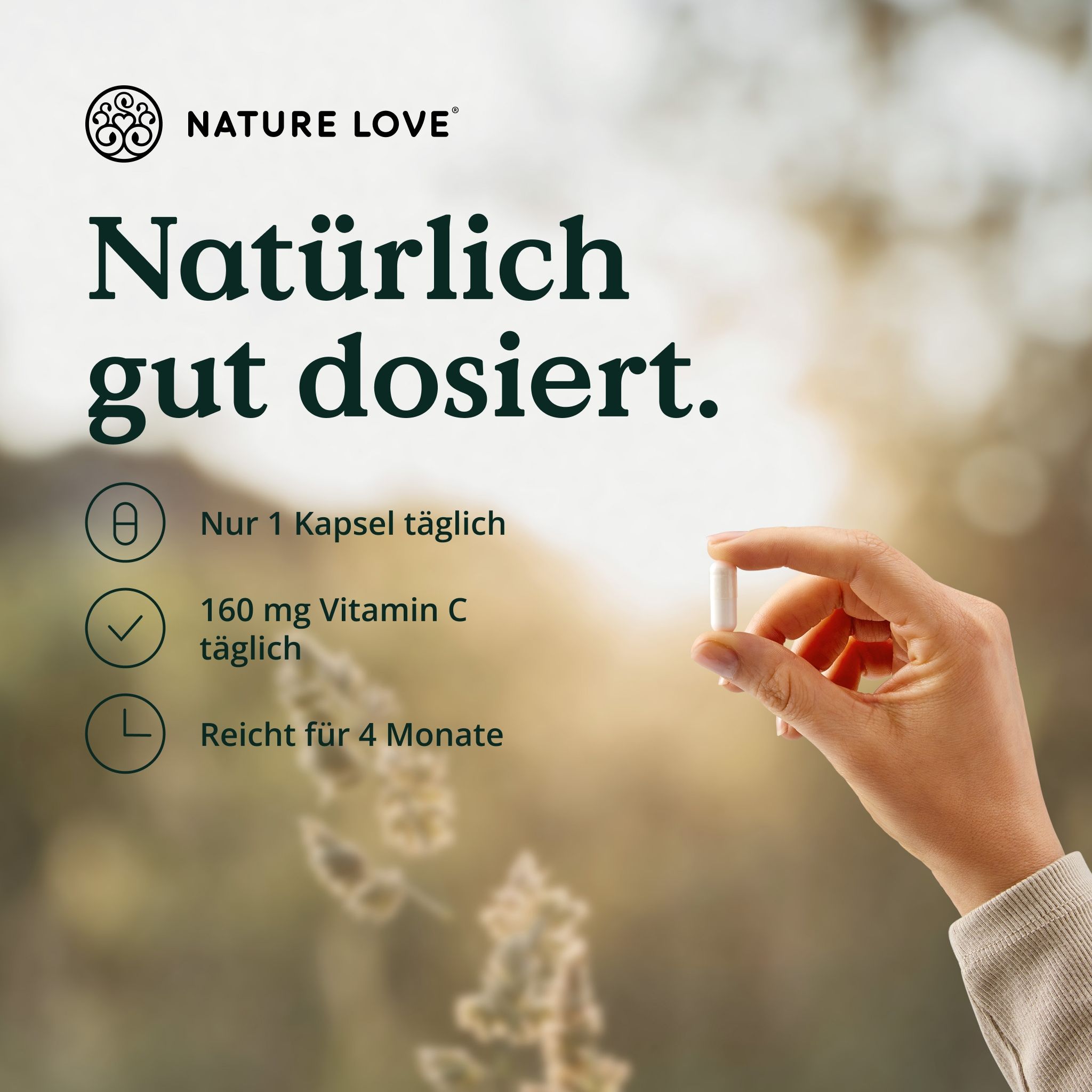 NATURE LOVE® Camu Camu Extrakt Kapseln - natürliches VitaminC - 120 Kapseln 640mg Camu Camu Extrakt