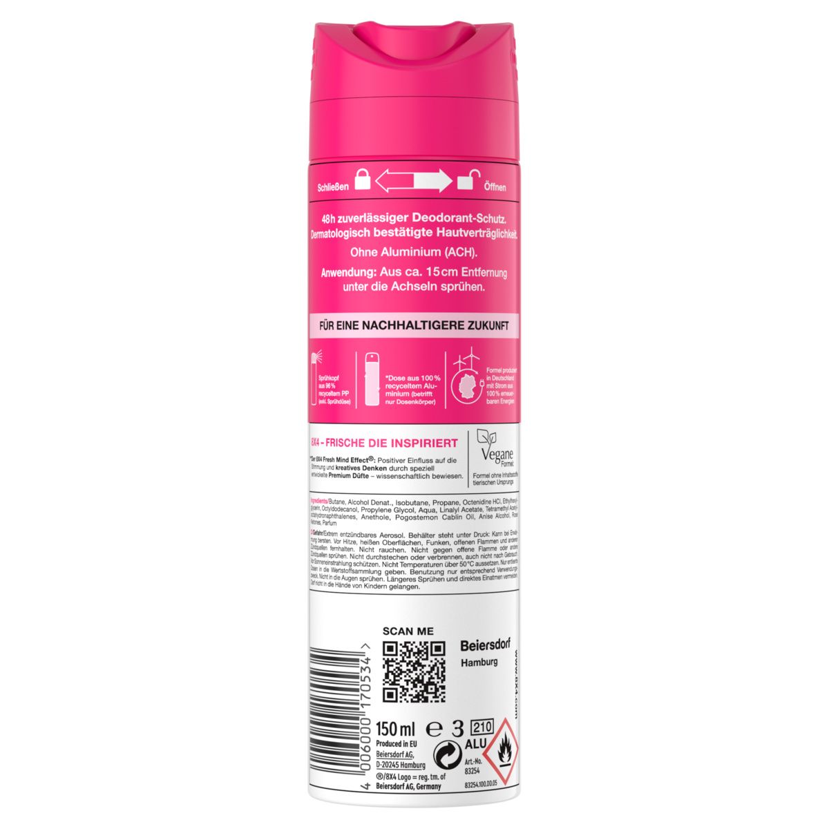 8x4 Deo Spray Frozen Berry roten Beeren und Kirschblüten 48h Schutz