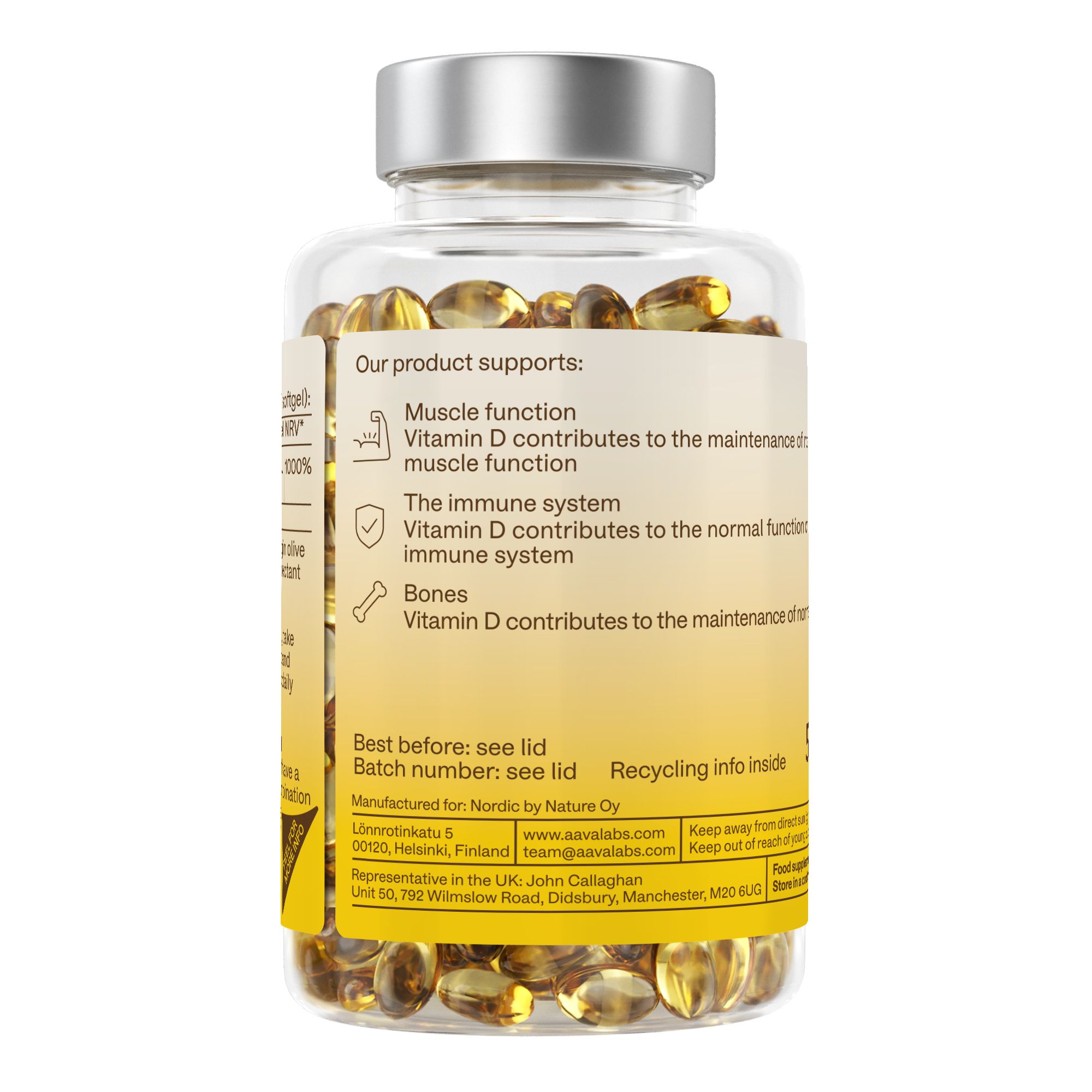 Aavalabs Vitamin D3 2000 IE | Vit d3 für Muskel-, Knochen- & Zahnerhalt | Langzeitvorrat