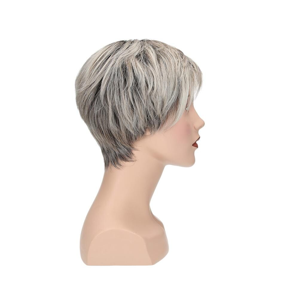Perücke Magnolie von Lofty. Kurzer, grauer Bob-Schnitt auf einer Schaufensterpuppe. Seitenansicht.