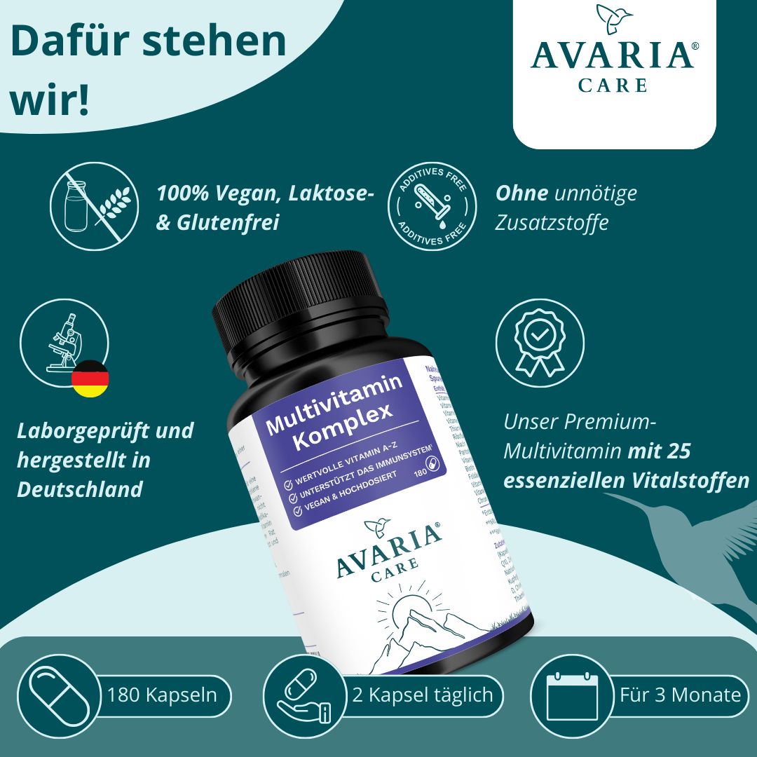 AVARIA CARE® Multivitamin Komplex – hochdosiert – Vitamin A bis Z – Mineralstoffe & Coenzym Q10