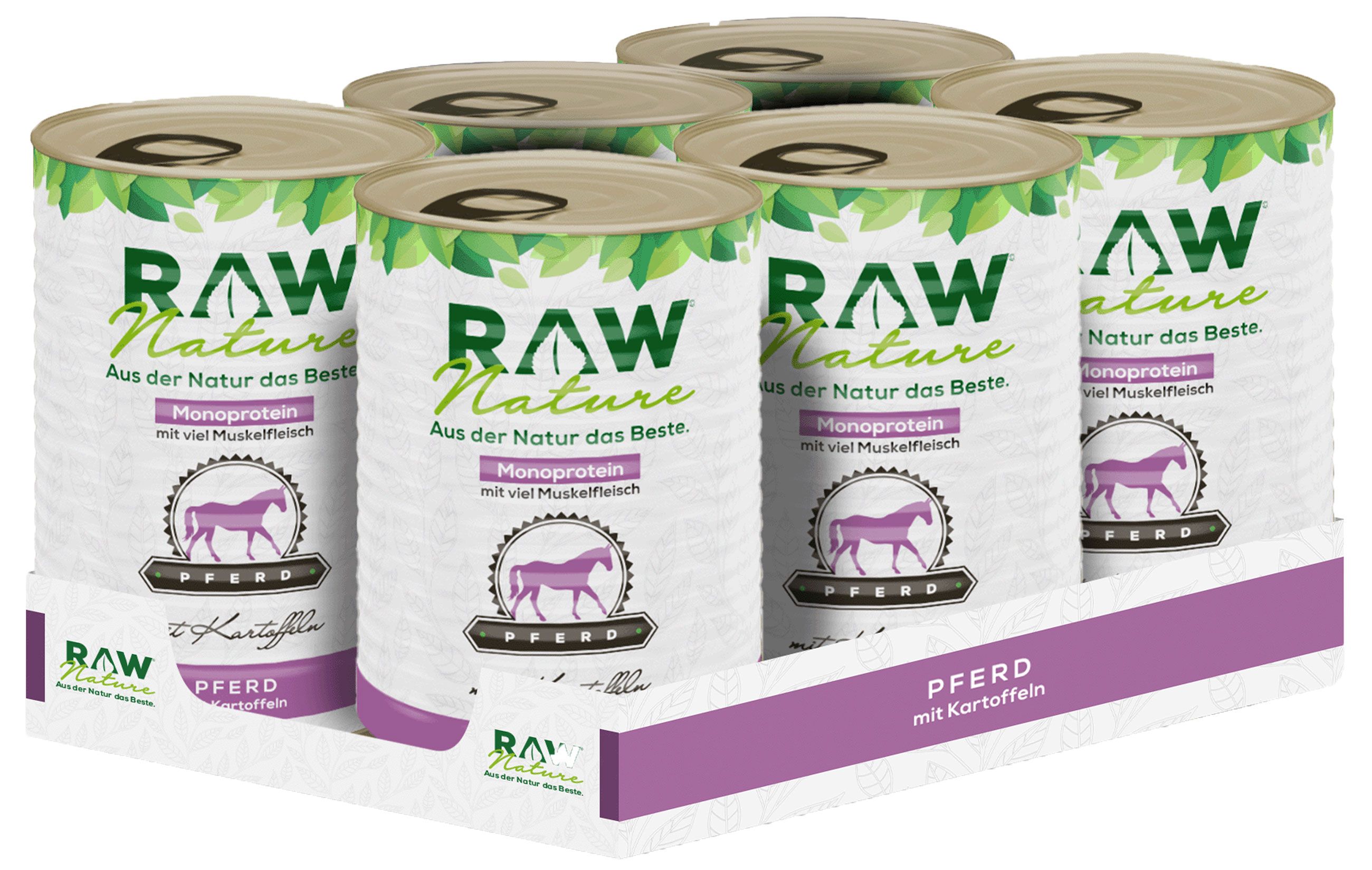 RAW Nature Nassfutter Pferd mit Kartoffeln, ideal für sensible Hunde