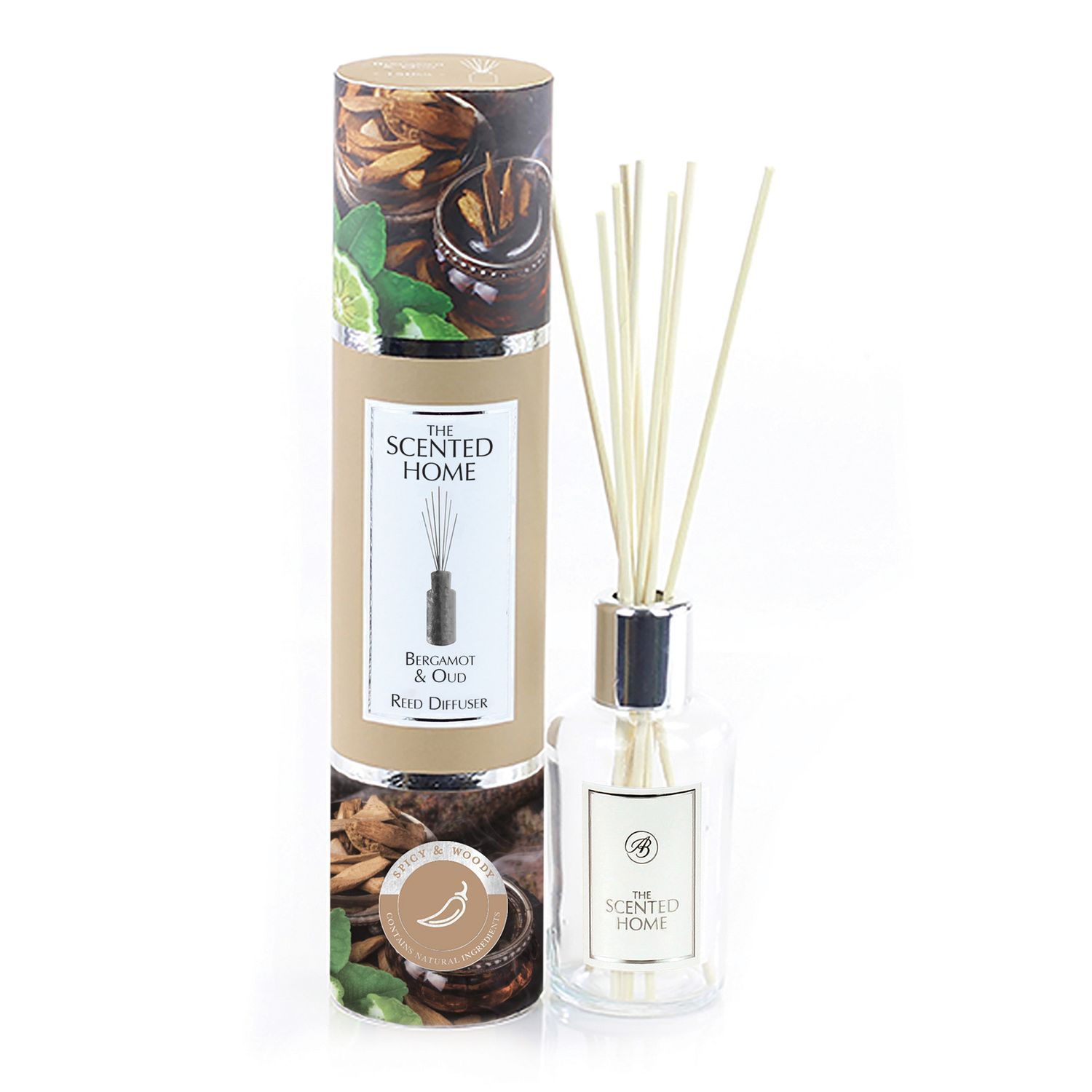 The Scented Home Raumduft Bergamot & Oud Duftdiffuser mit Rattanstäbchen 150 ml