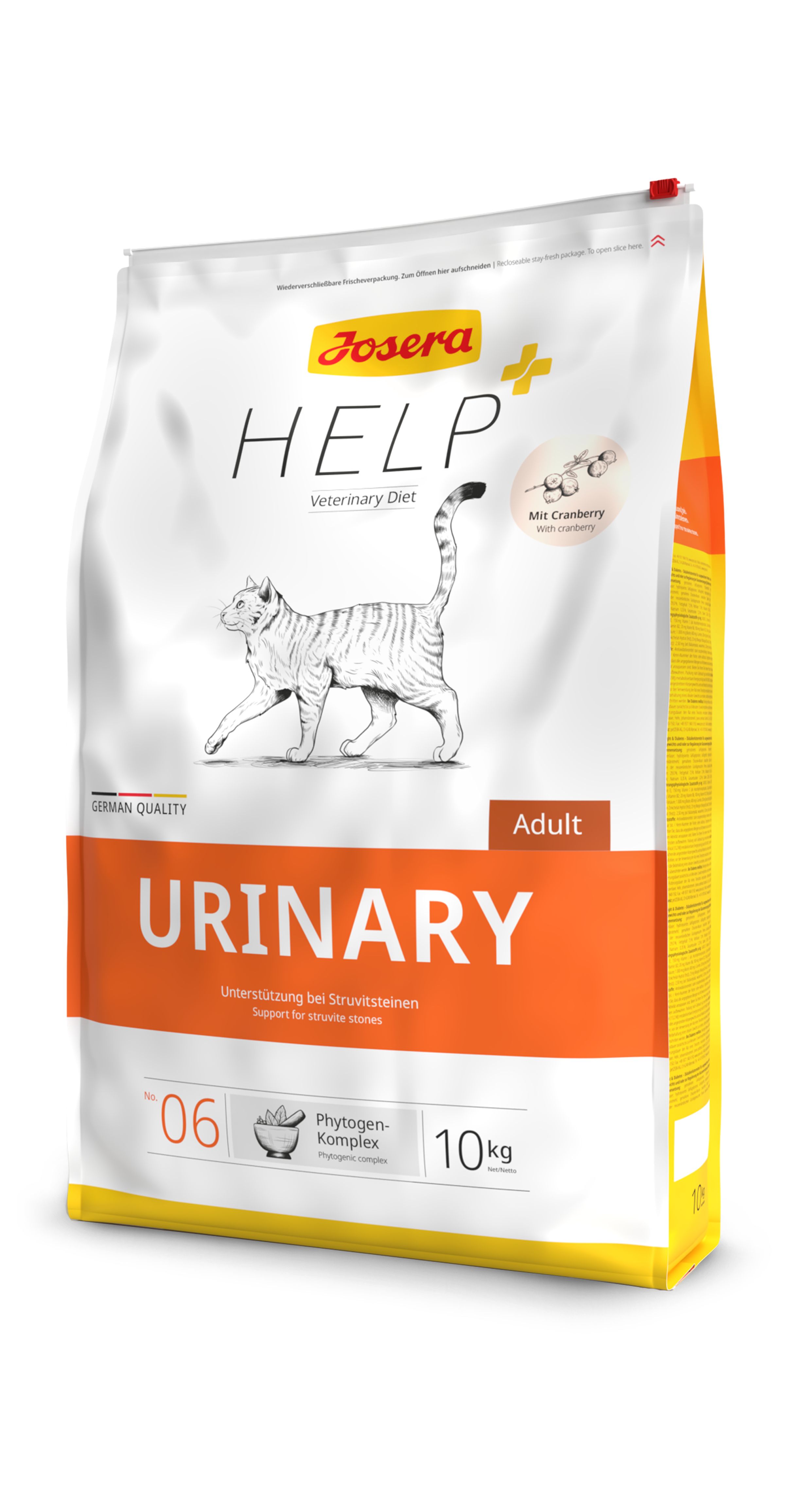 Josera Help Urinary Adult 10kg Katzentrockenfutter mit Cranberry und Phytogen-Komplex.
