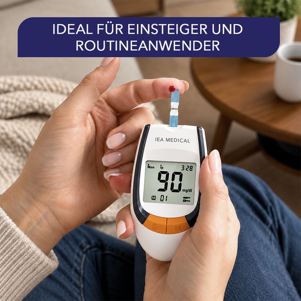 IEA Medical Blutzuckermessgerät mit Lanzetten und Teststreifen