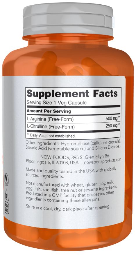 NOW FOODS Arginin 500 mg & Citrullin 250 mg Aminosäuren