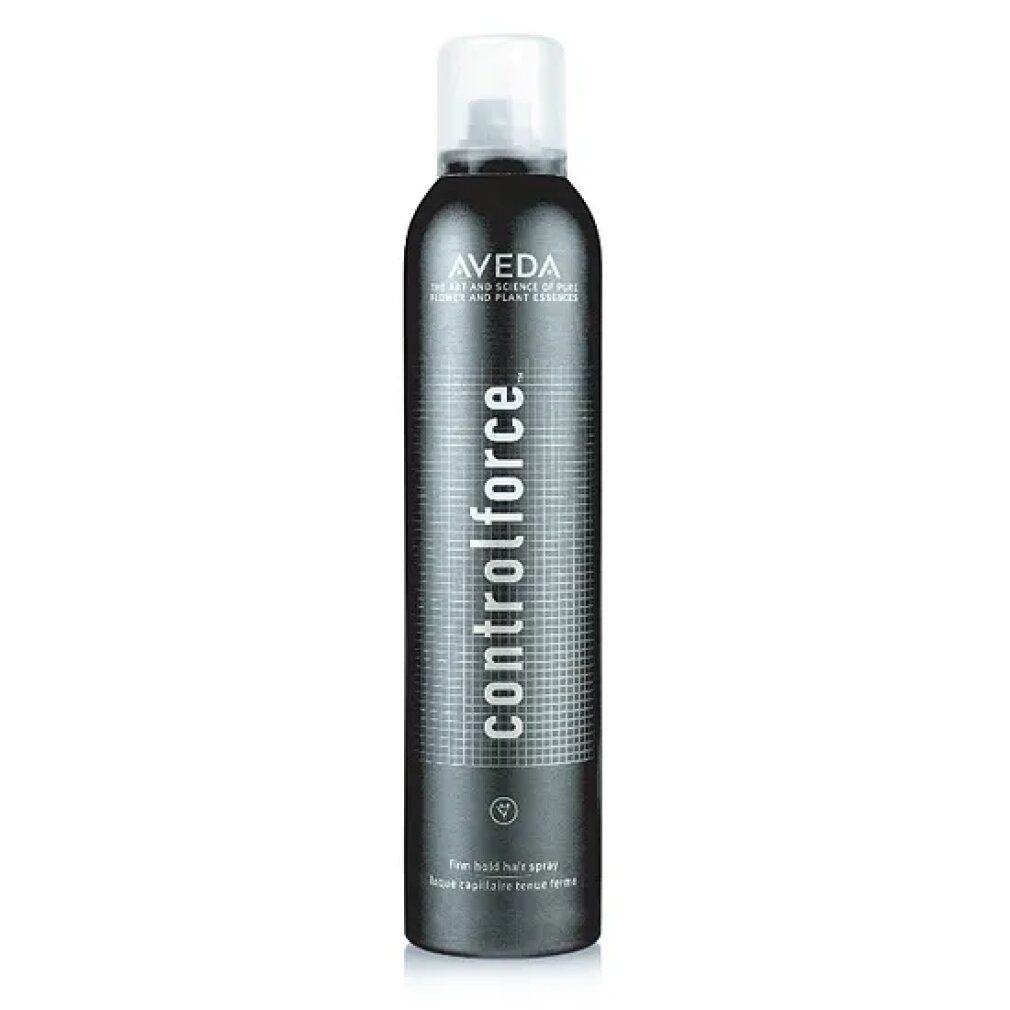 Aveda Control Force Haarspray, schwarze Dose mit weißem Deckel. Text: 'controlforce', 'firm hold hair spray'.
