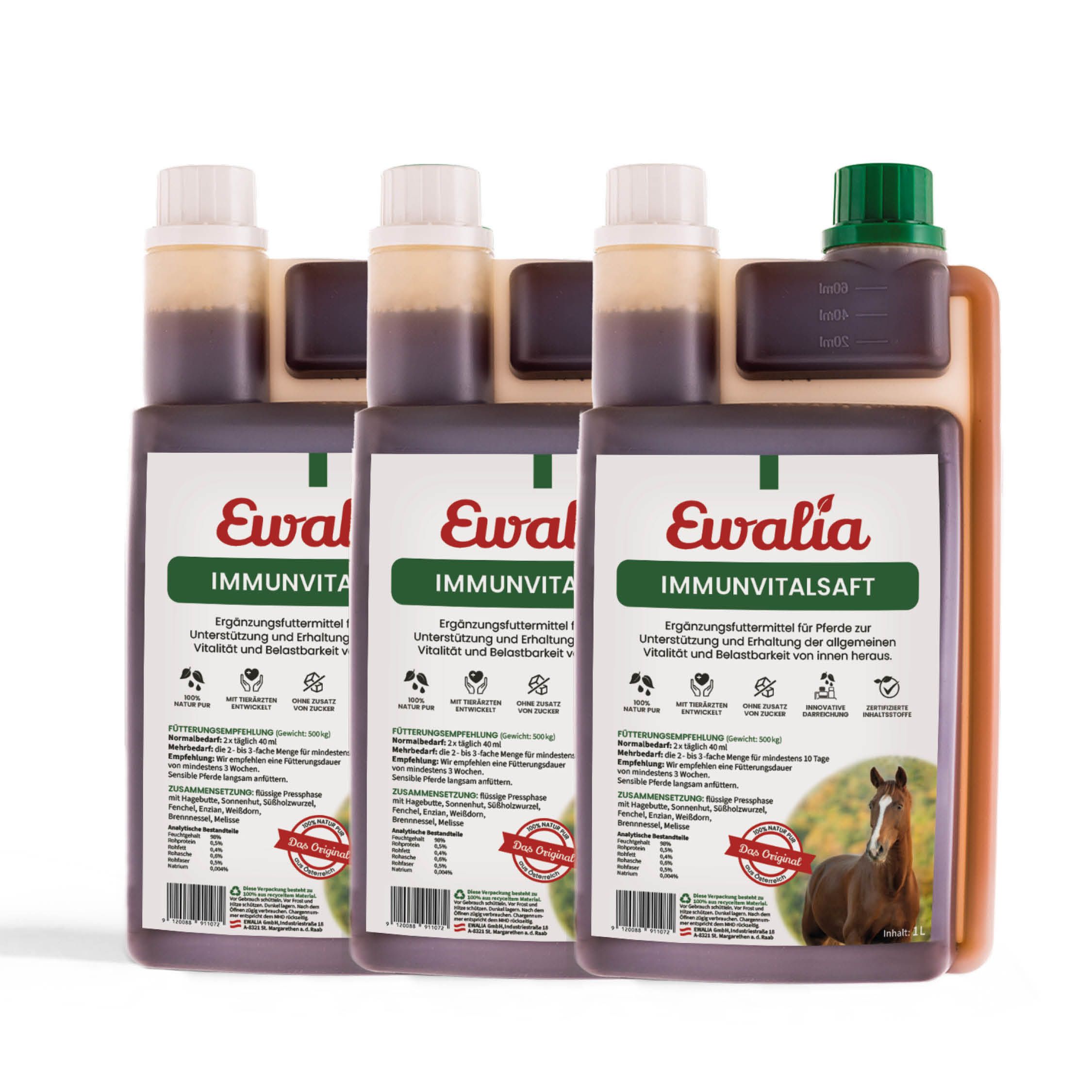 EWALIA Immunvitalsaft für Pferde Dreierpack