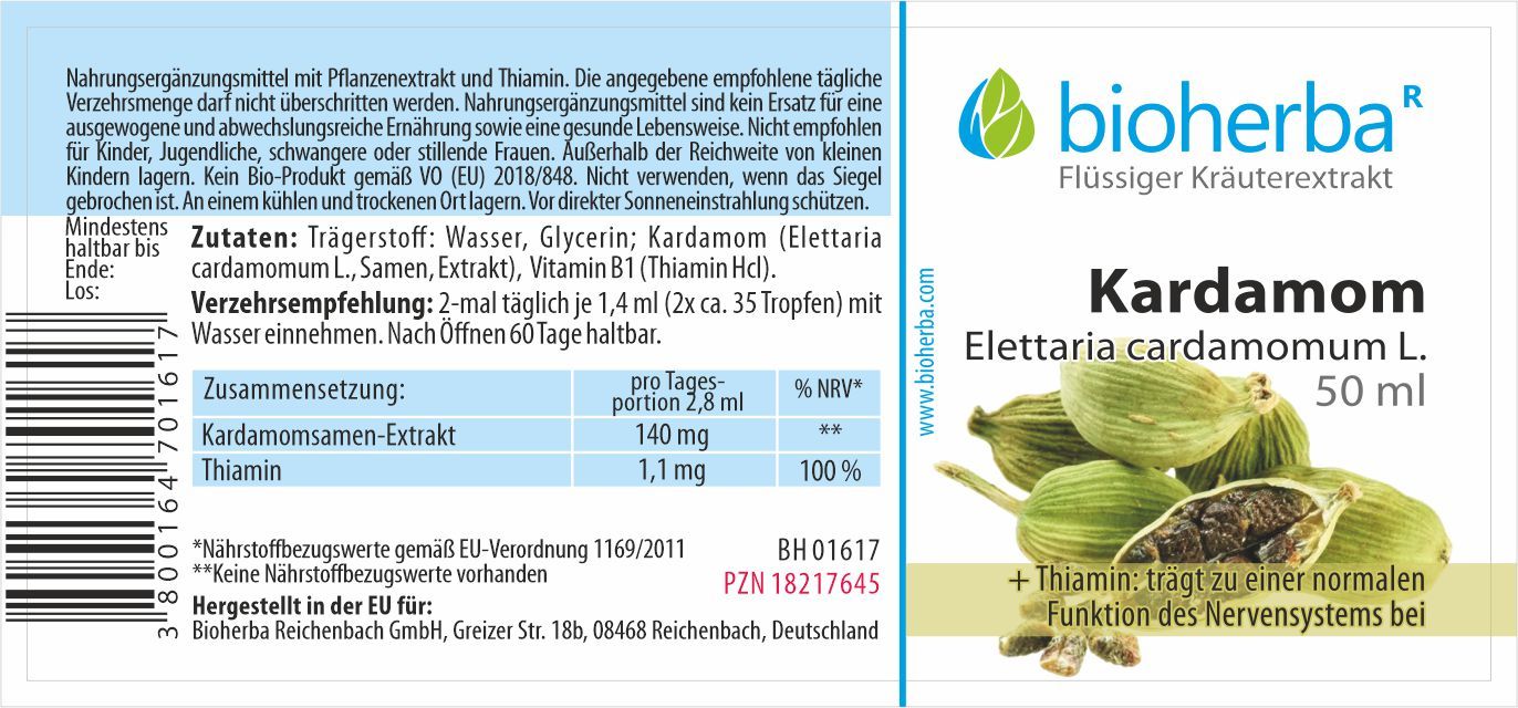 Kardamom Elettaria cardamomum L. Tropfen Tinktur 50 ml PZN 18217645
