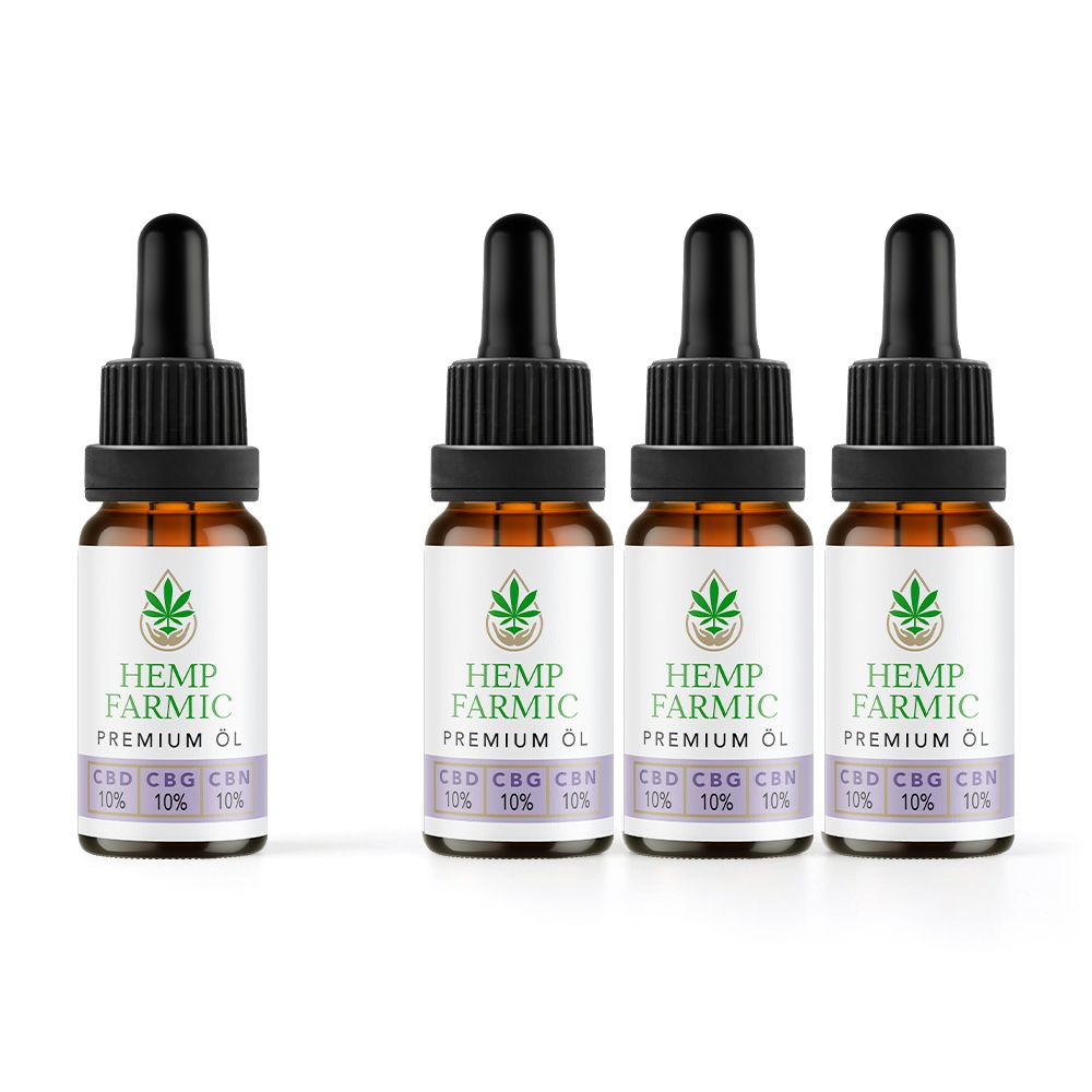 HempFarmic Sleep Well Oil 4er-Set CBD 10% CBG CBN 40 ml