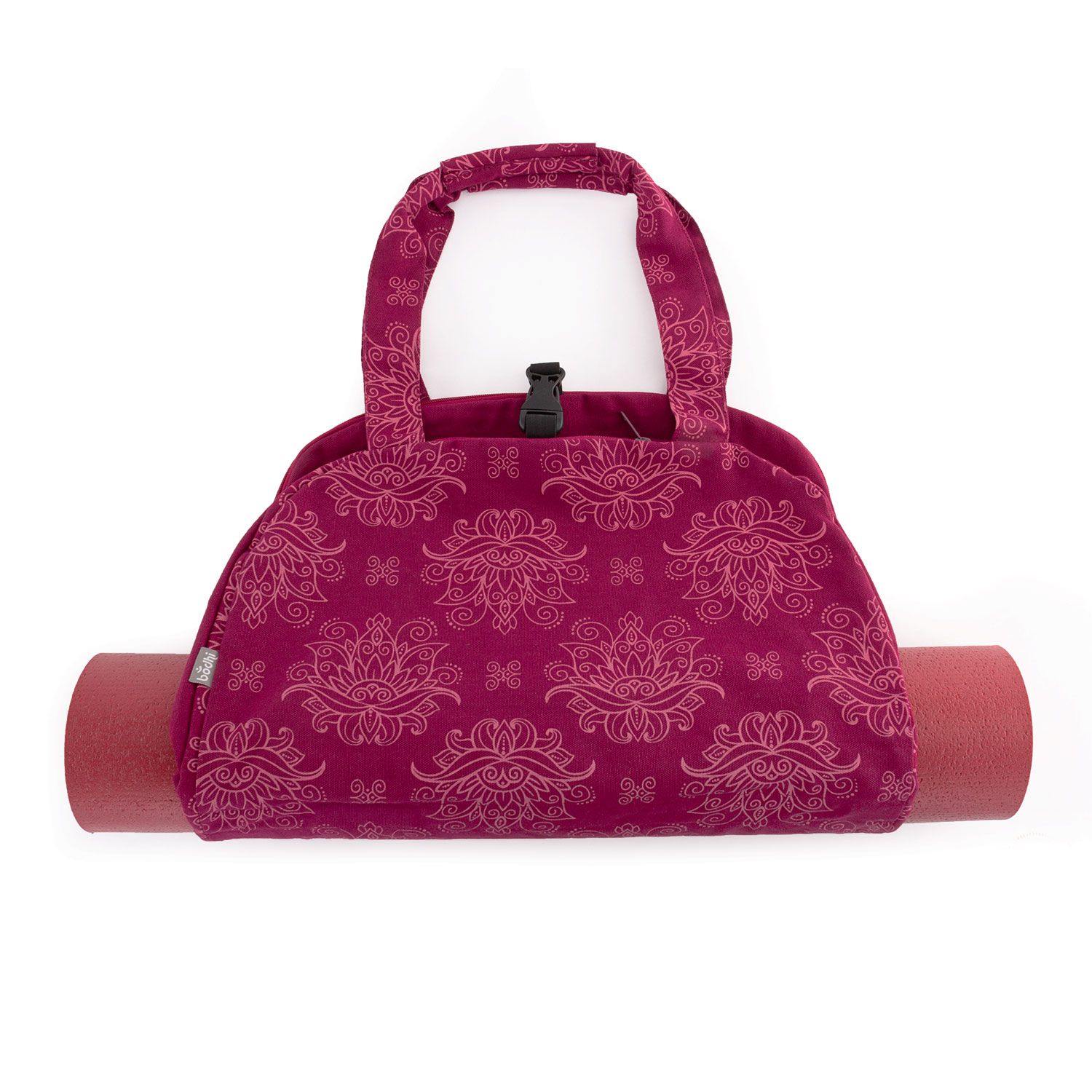 bodhi Maharaja Collection: Gemusterte Yoga Bag NAMASTÉ "Lotus", berry