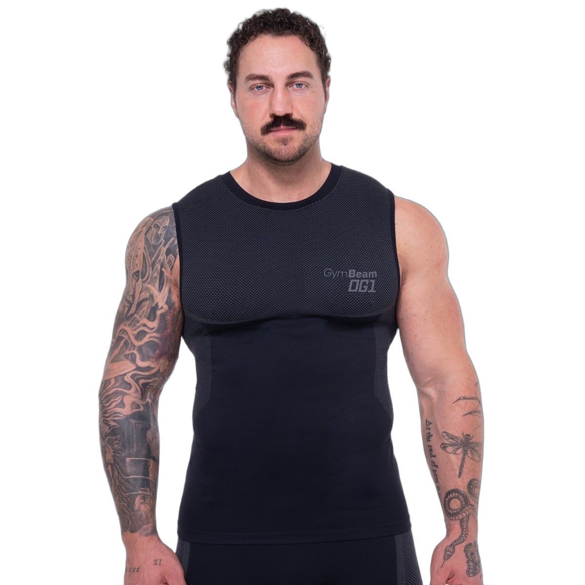GymBeam Sport-Tanktop Herren nahtlos Slim mit Kontrastmuster OG1 Schwarz/Grau 1 St