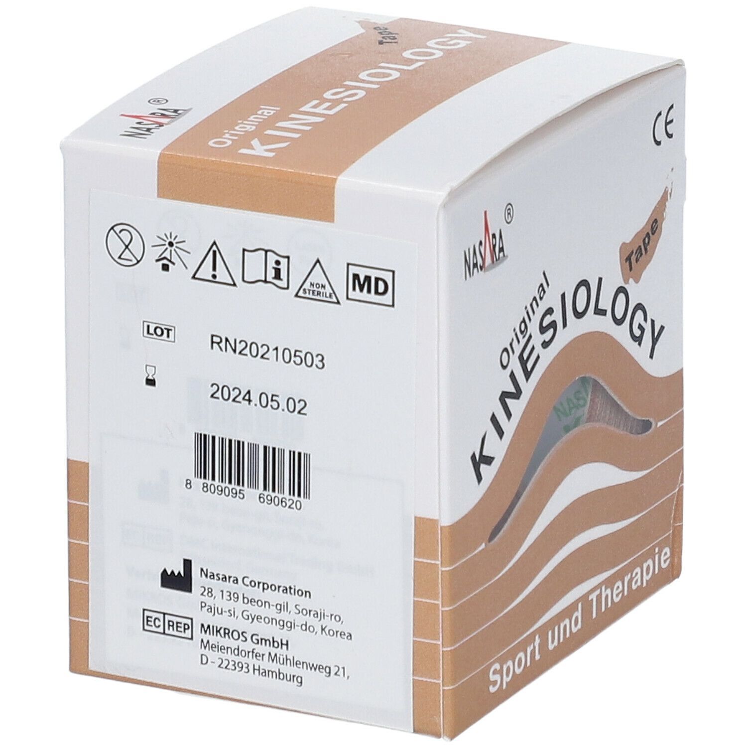 Nasara Kinesiotape 5 cmx5 m beige 1 St Pflaster