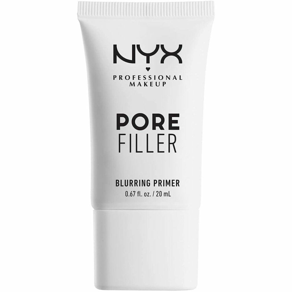 Weiße Tube mit schwarzem NYX-Logo und Schriftzug PORE FILLER. Produktname und Volumenangabe.