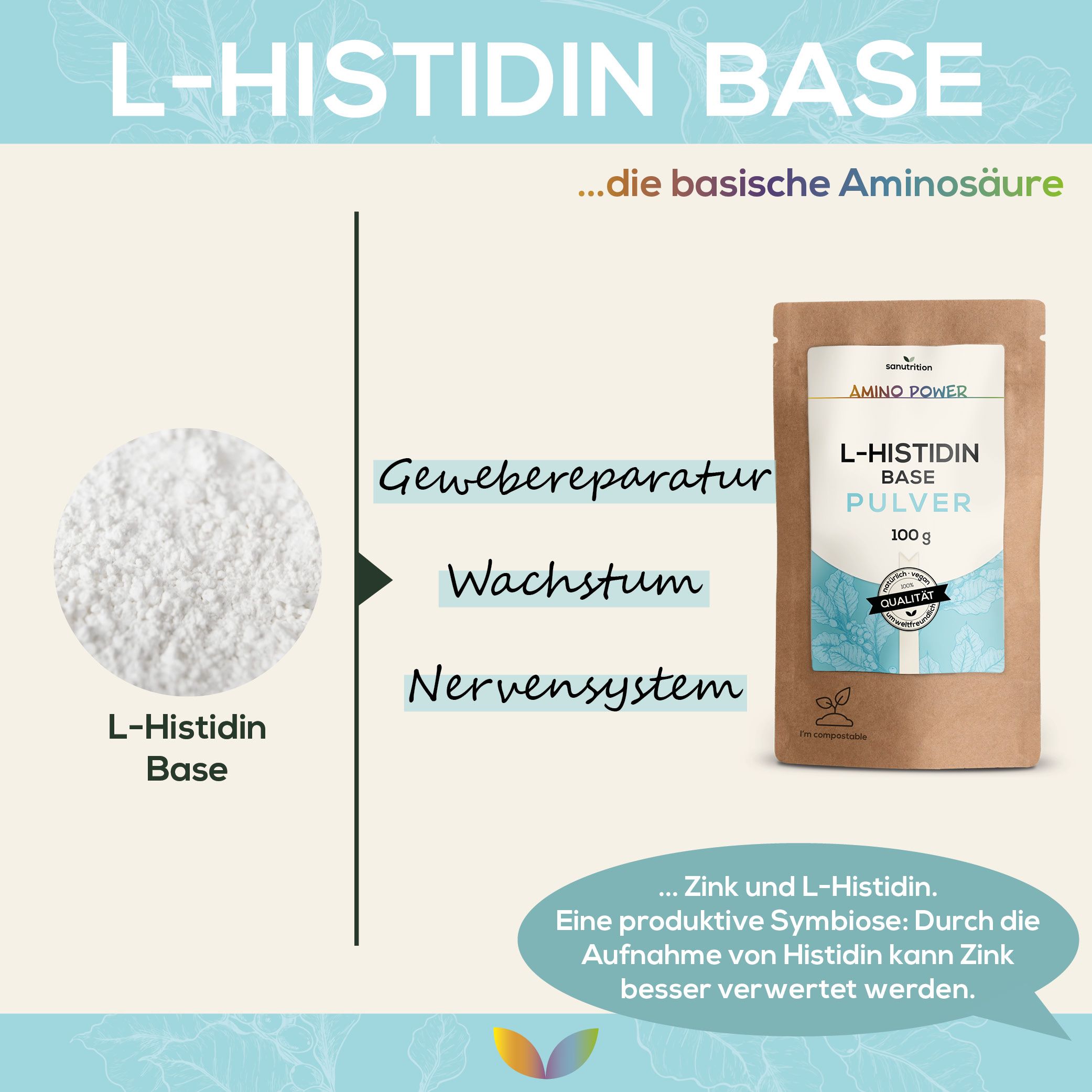 Sanutrition® - reine L-Histidin Base 100 g Pulver