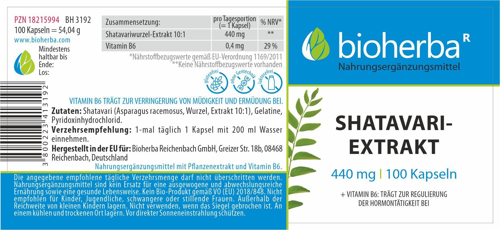Shatavari-Extrakt 440 mg 100 Kapseln  PZN 18215994