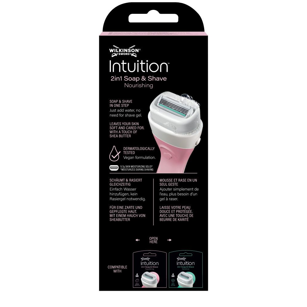 Verpackung Wilkinson Sword Intuition 2in1 Rasierer mit 4 Klingen und Seife.