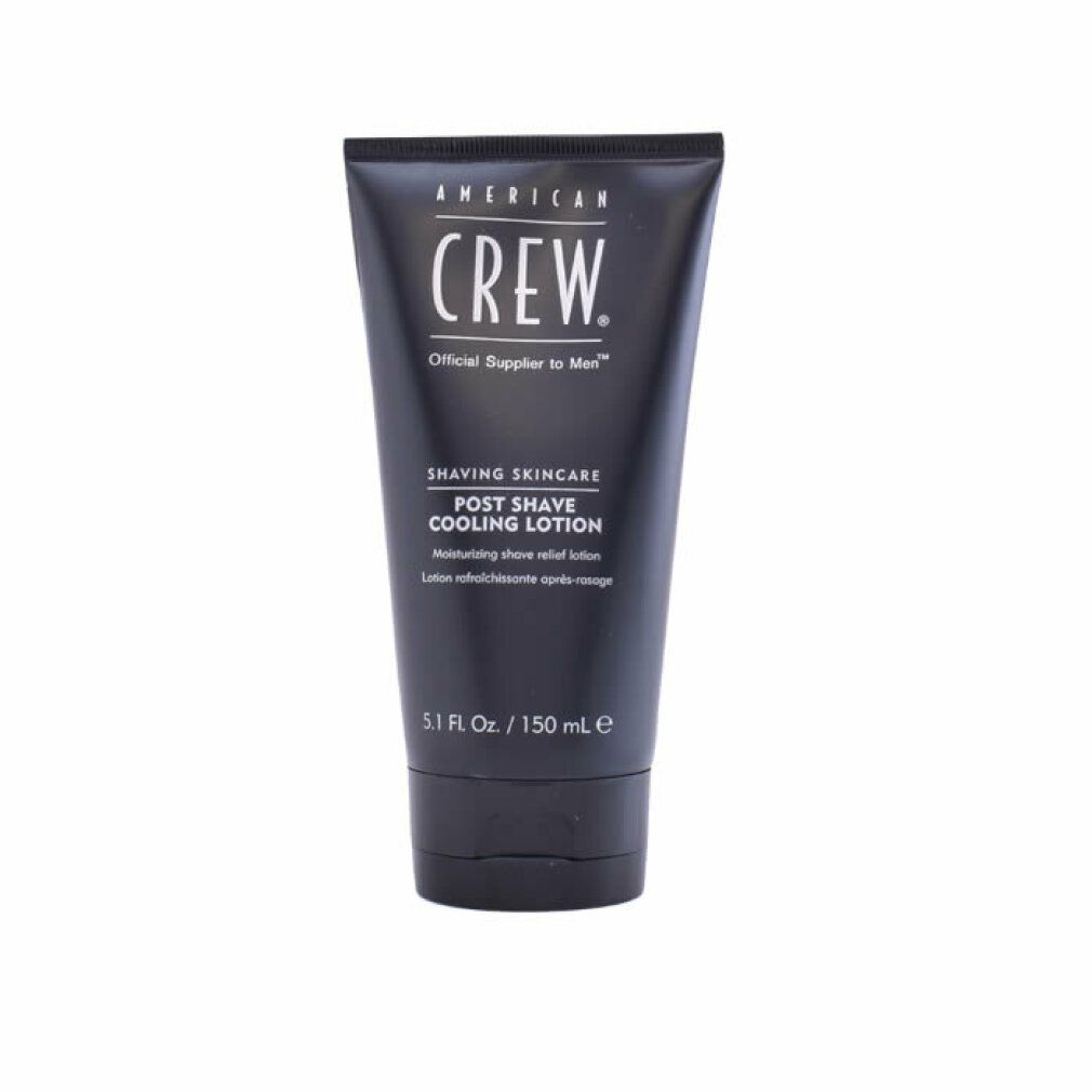 Schwarze Tube mit weißem Text. "American Crew" und "Post Shave Cooling Lotion" sind sichtbar. 150 ml.