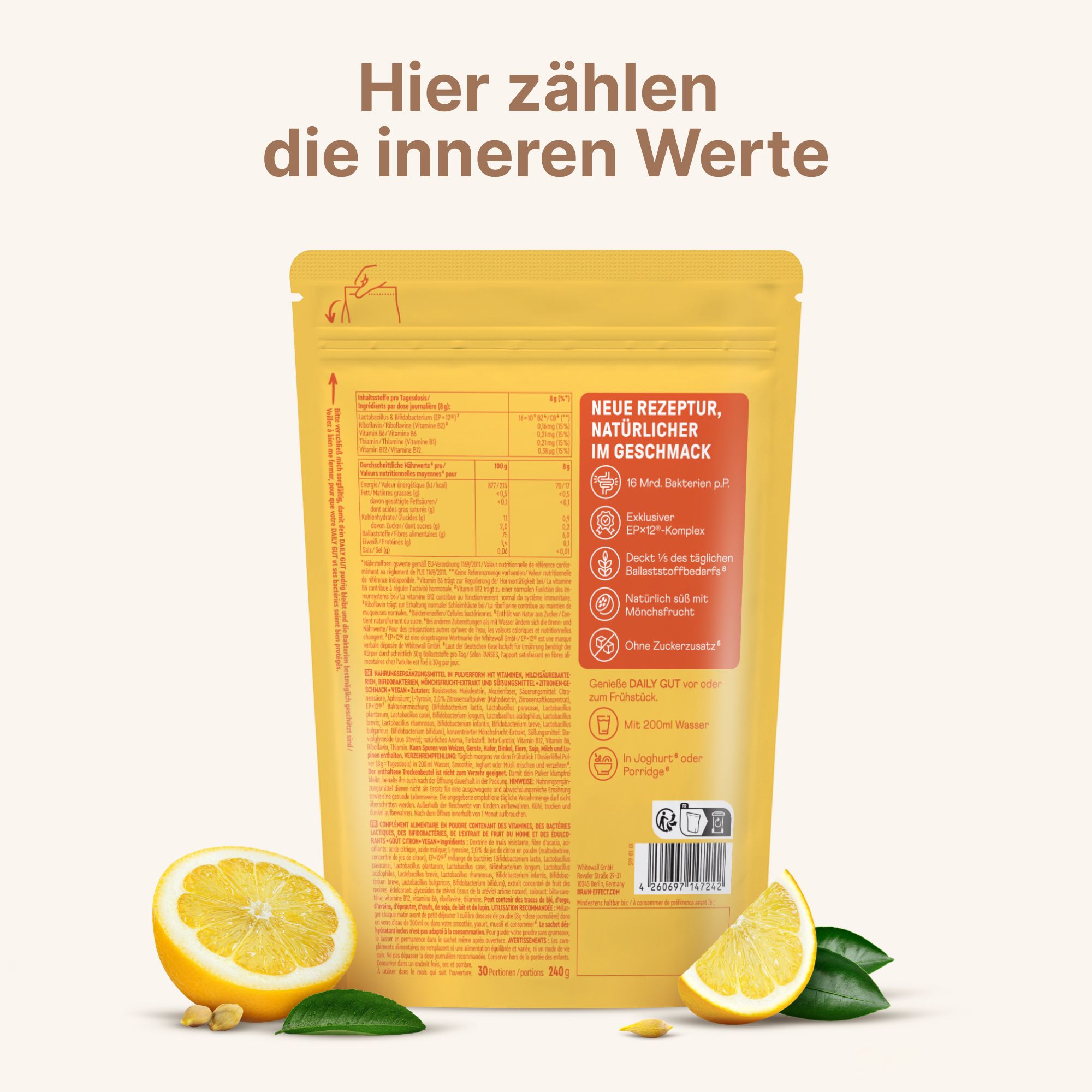 BRAINEFFECT Daily Gut Pulver Zitrone
