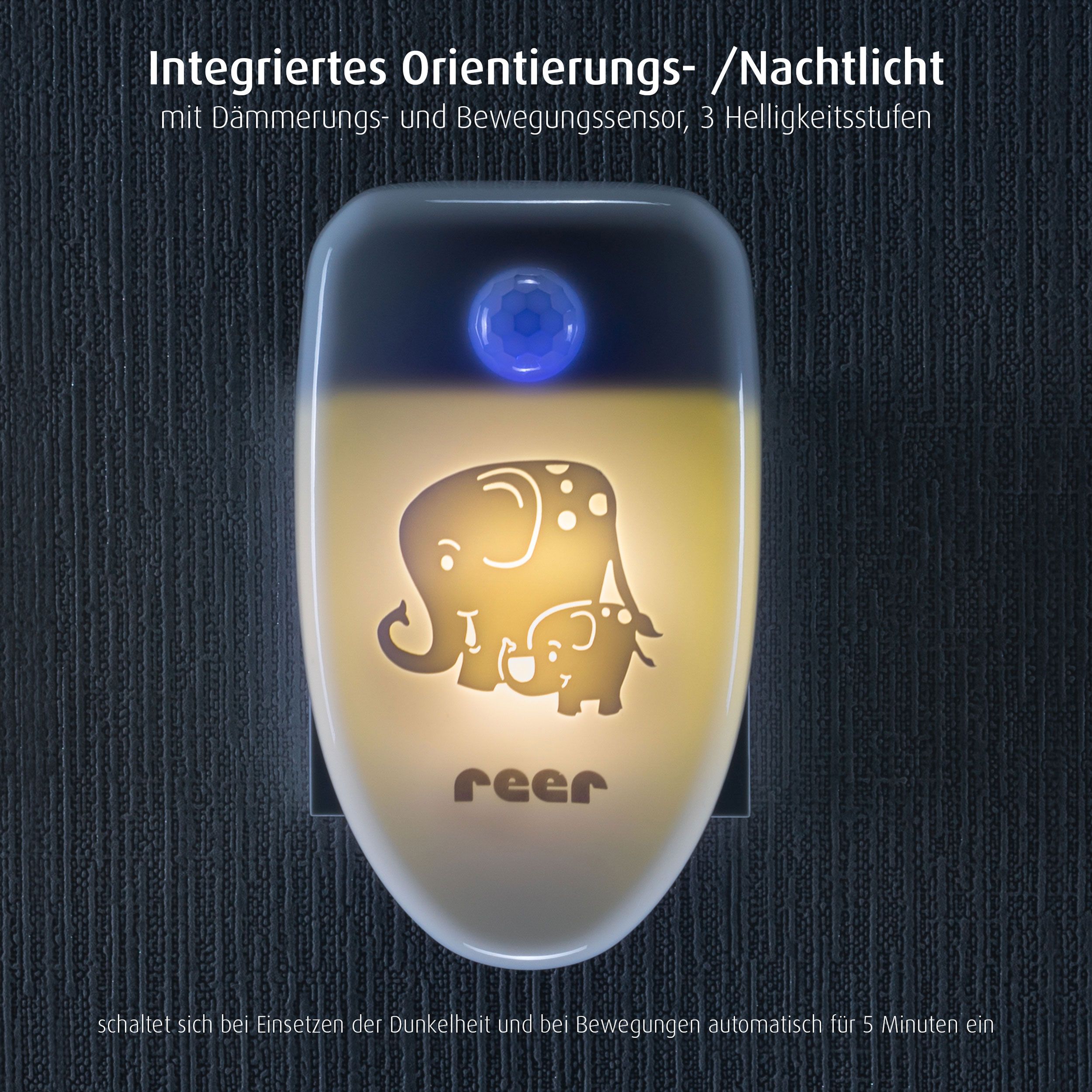reer PureAir Raumluft-Reiniger, 2in1, Nachtlicht, Bewegungssensor