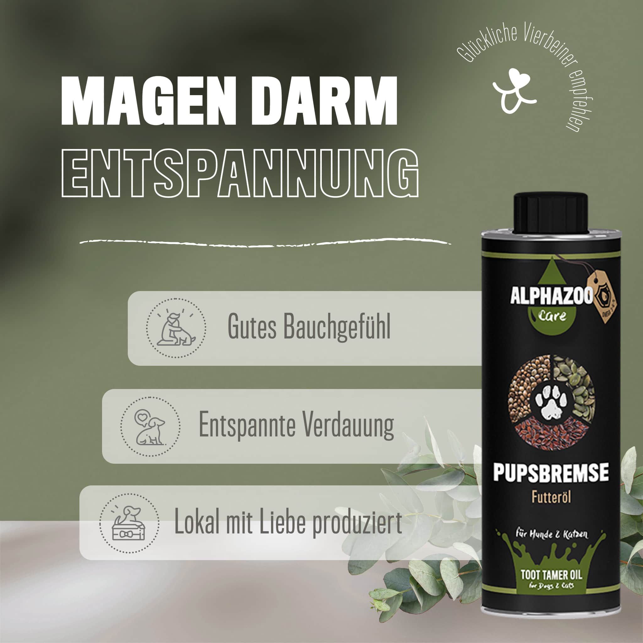 ALPHAZOO Pupsbremse Futteröl 250ml I Hunde & Katzen
