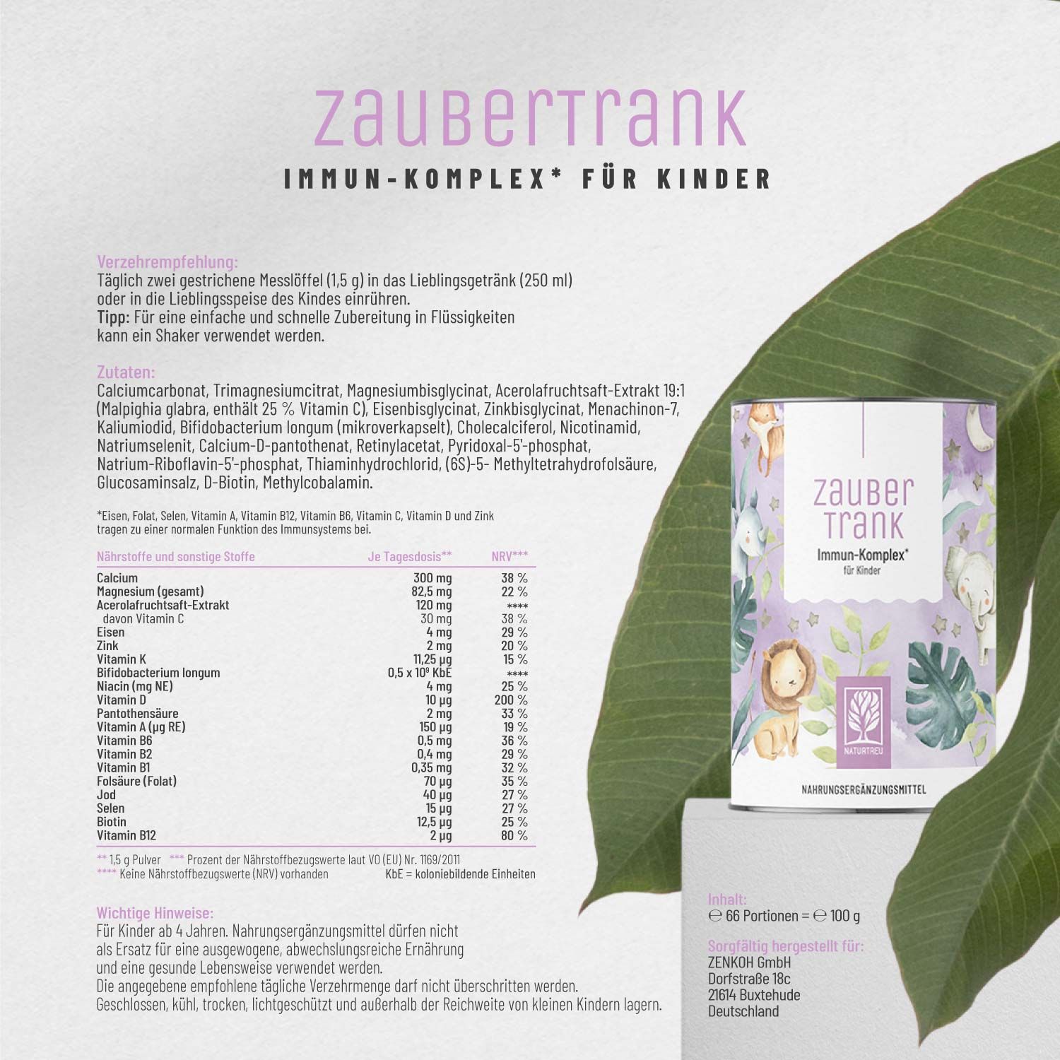 Kinder Immun Komplex Multivitamin Pulver 19 Vitamine Mineralien