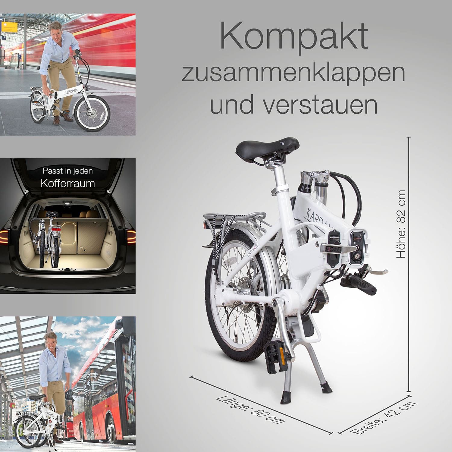 aktivelo E-Faltrad mit Kardanantrieb, klappbar Fahrrad, E-Bike, Akku 8,7 Ah mit 9 Motorstufen