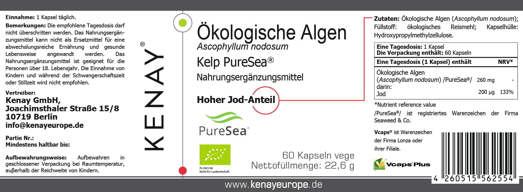 JOD Ökologische Algen-Ascophyllum nodosum - Kelp PureSea®  | KENAY®