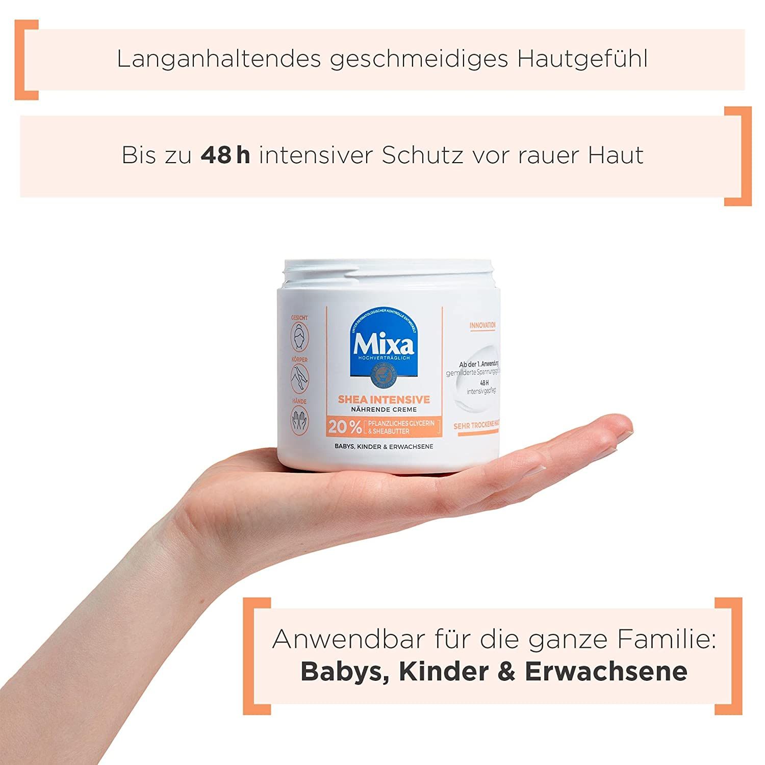 Mixa Intensive Nährende Creme mit 20% pflanzlichem Glycerin und Sheabutter für sehr trockene Haut