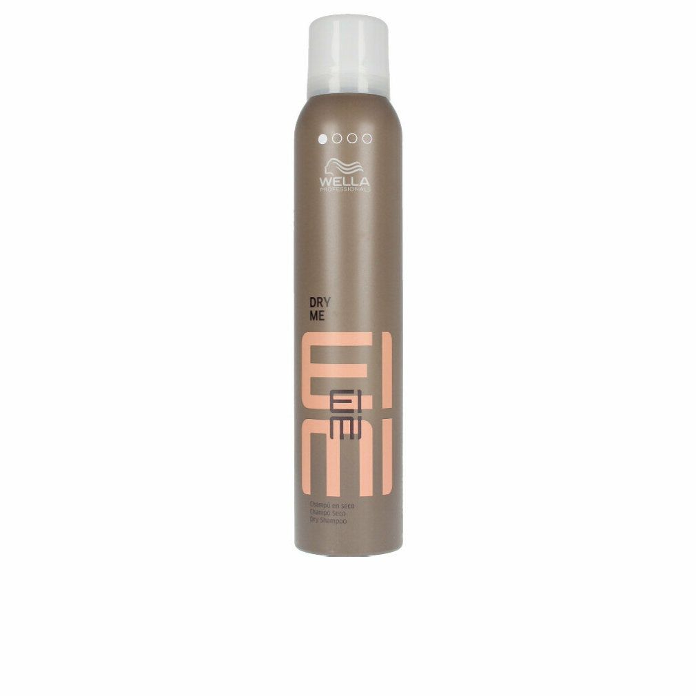Braune Sprühflasche mit weißem Deckel. Aufschrift: DRY ME, EIMI, Wella.