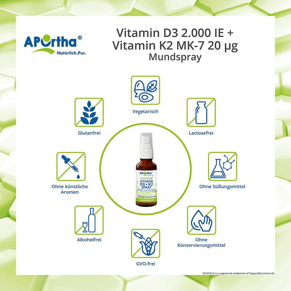 Infografik mit Produktabbildung und Icons. Icons: vegetarisch, glutenfrei, laktosefrei, ohne künstliche Aromen, ohne Süßungsmittel.