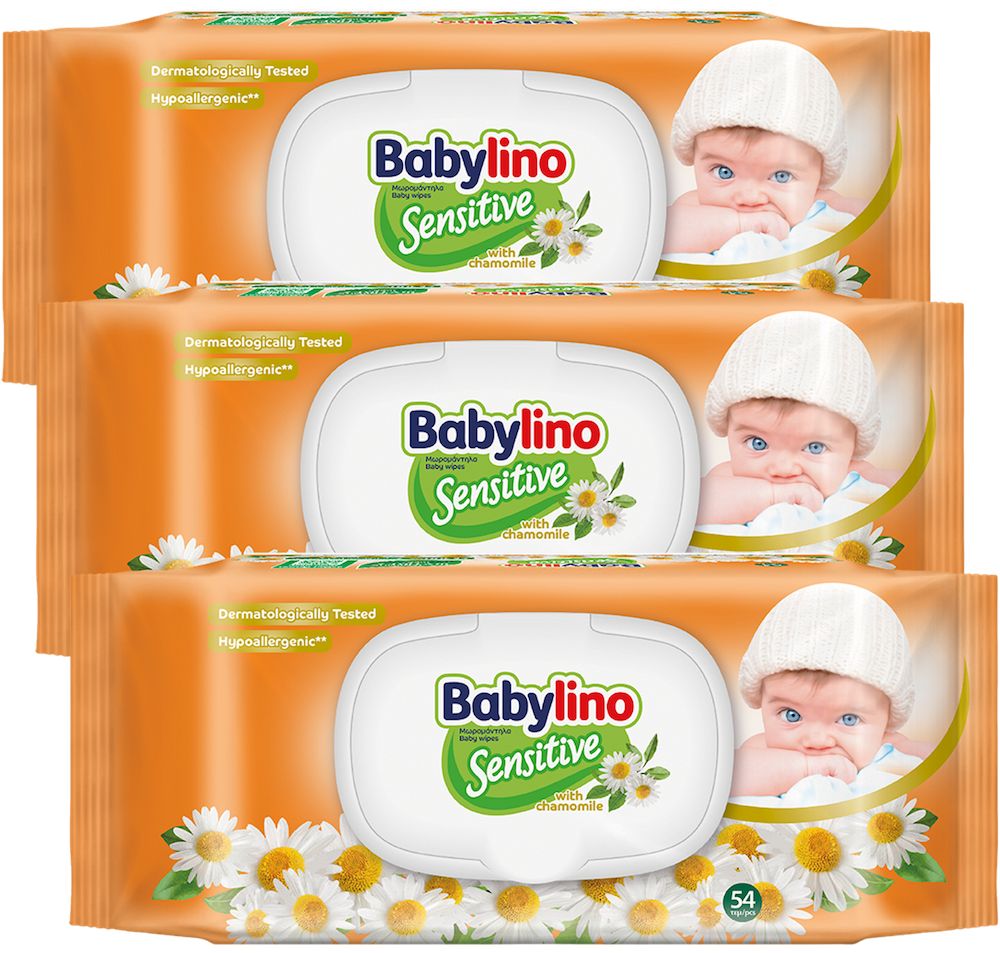 Salviette Babylino Sensitive alla Camomilla, formula 98% Naturale, ripristina il PH, 162 Unità