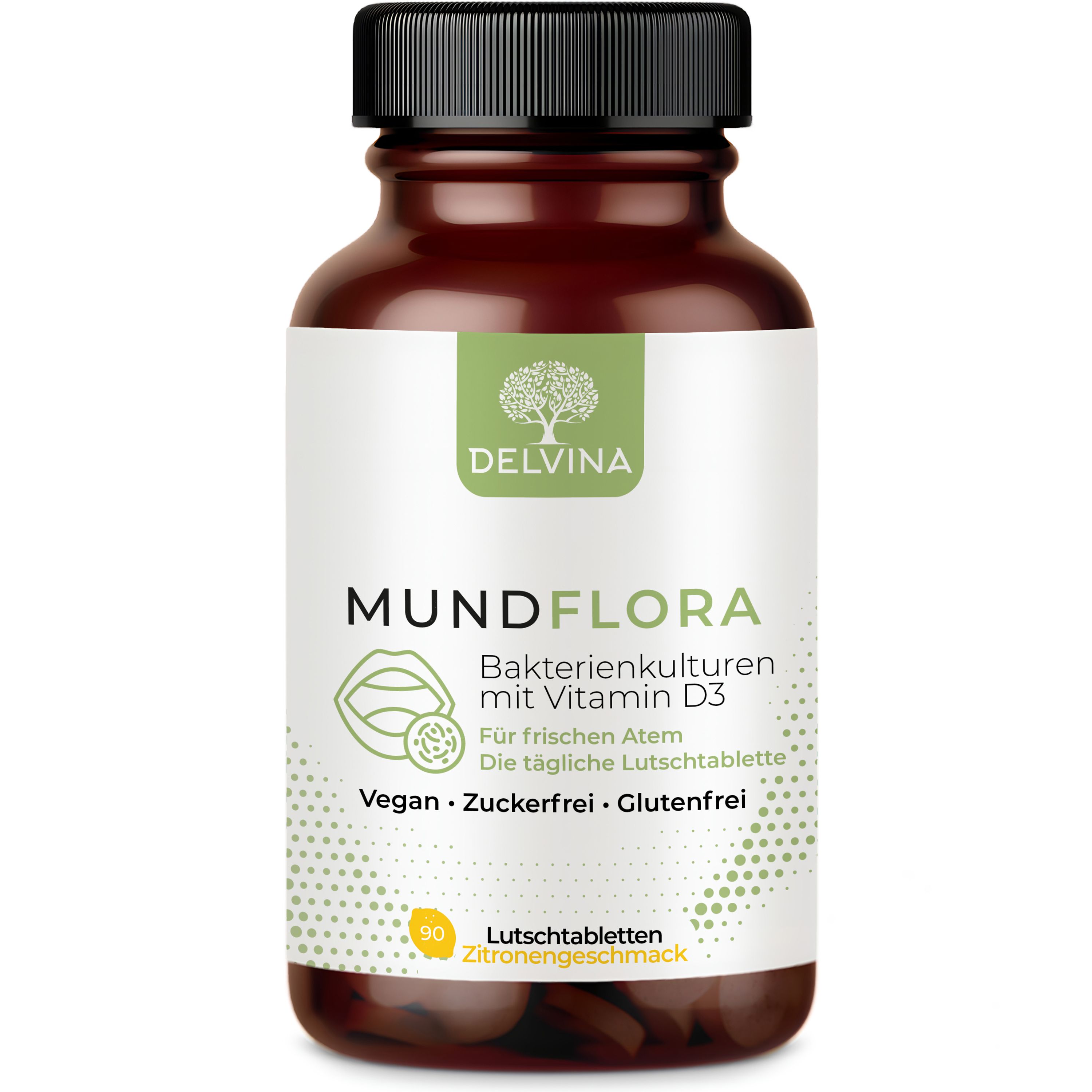 Delvina Mundflora - Lutschtabletten gegen Mundgeruch (Zitronengeschmack)