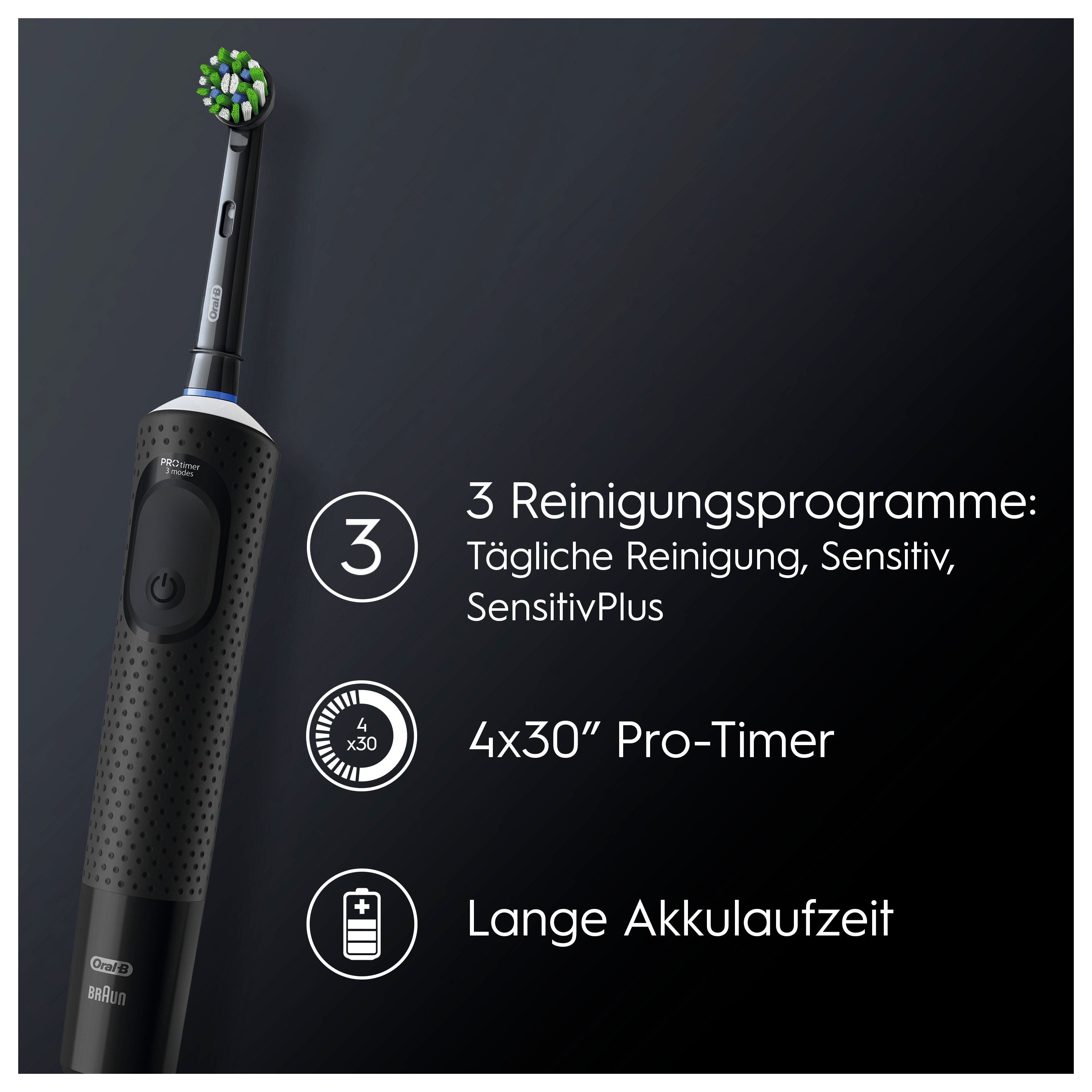 Oral-B - Elektrische Zahnbürste "Vitality Pro + 2. Handstück" in Schwarz/Lila