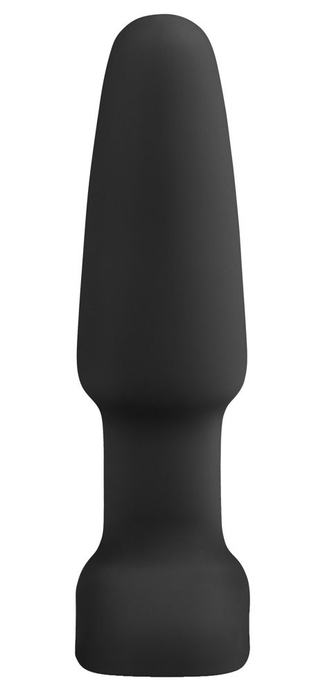 Schwarzer, kegelförmiger Plug. Glatte Oberfläche, breite Basis. Produktname nicht sichtbar.