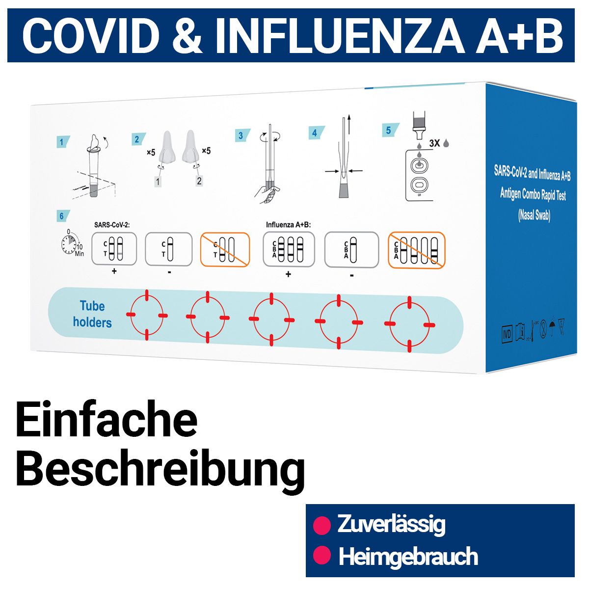 HIXO Covid-19 Corona & Influenza A+B Test 3in1