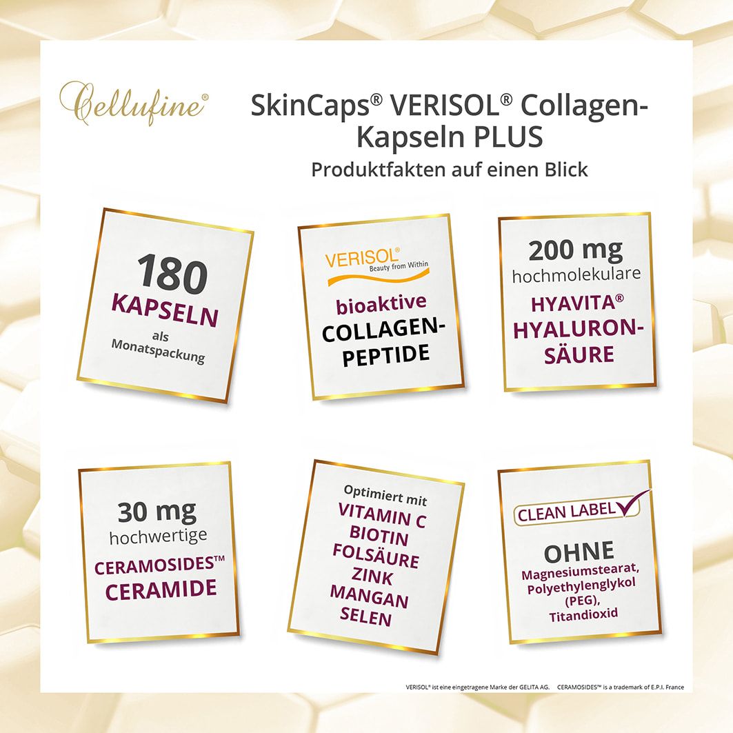 Cellufine® SkinCaps® Verisol® B (Rind) Collagen-Kapseln Plus Vitalstoffe 180 St Kapseln