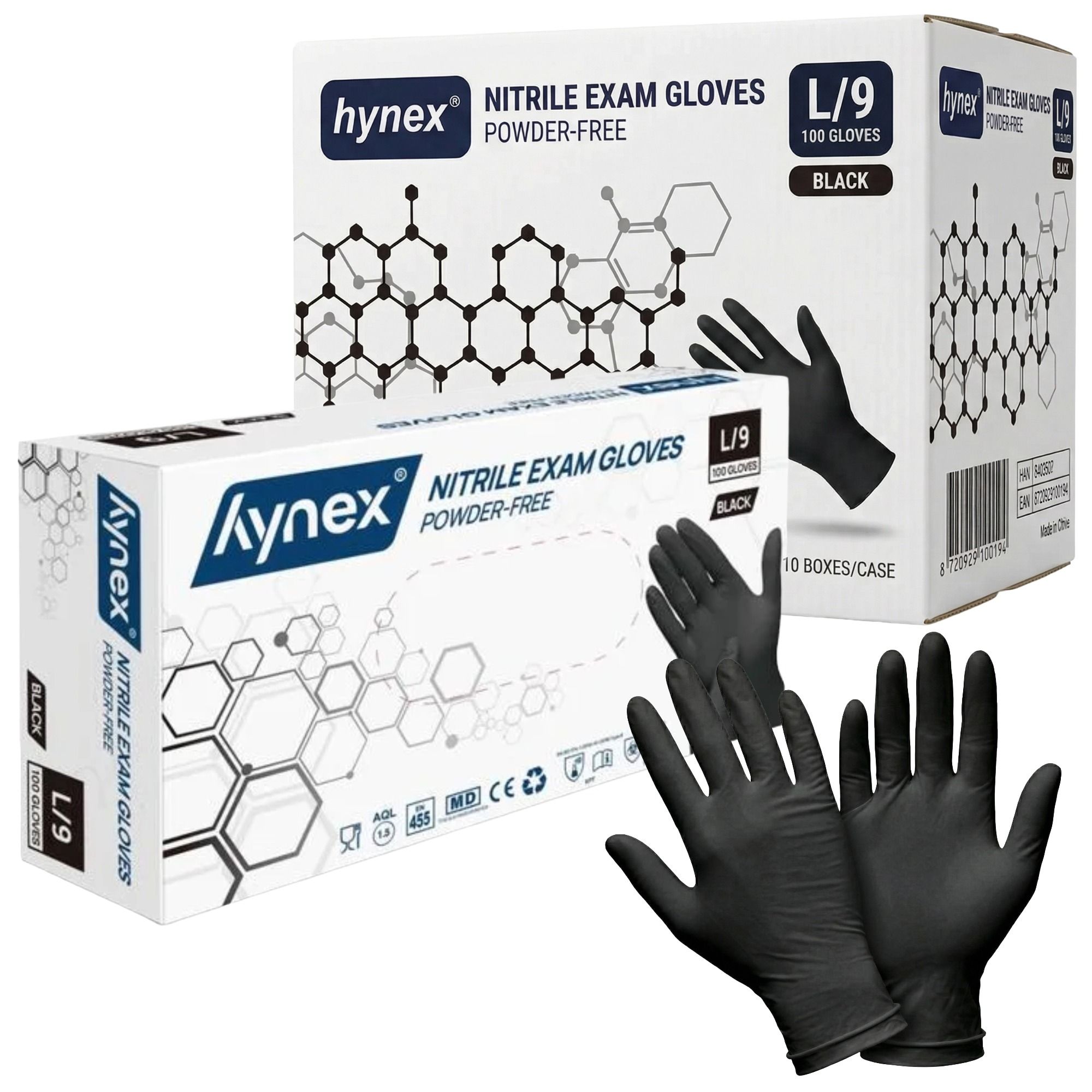 Hynex Nitrilhandschuhe schwarz 3,5g puderfrei Einweghandschuhe 1000 St