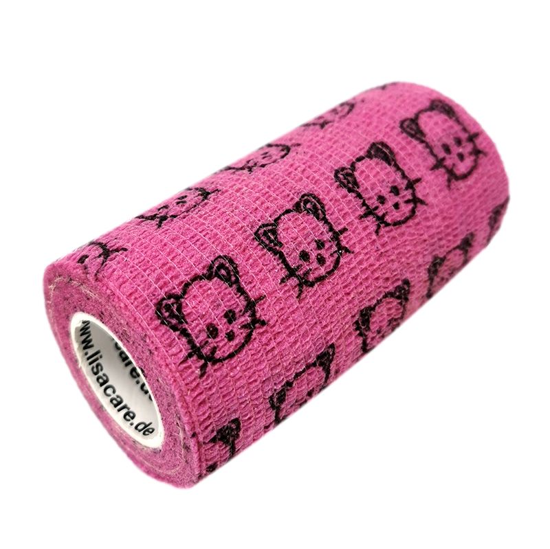 LisaCare kohäsive Bandage - Katze Rosa - 10cm x 4,5m