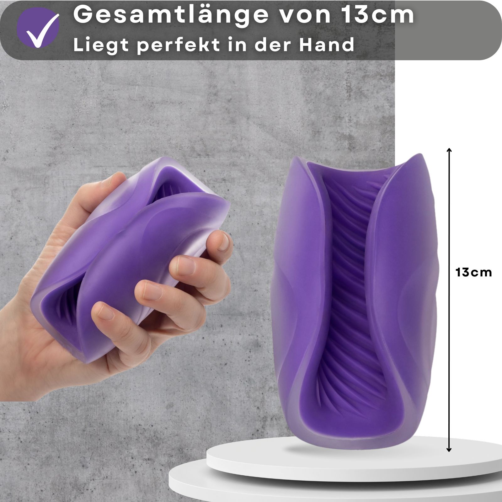 Masturbator, lila. Länge 13cm. Aus TPE. Mit Rillen.