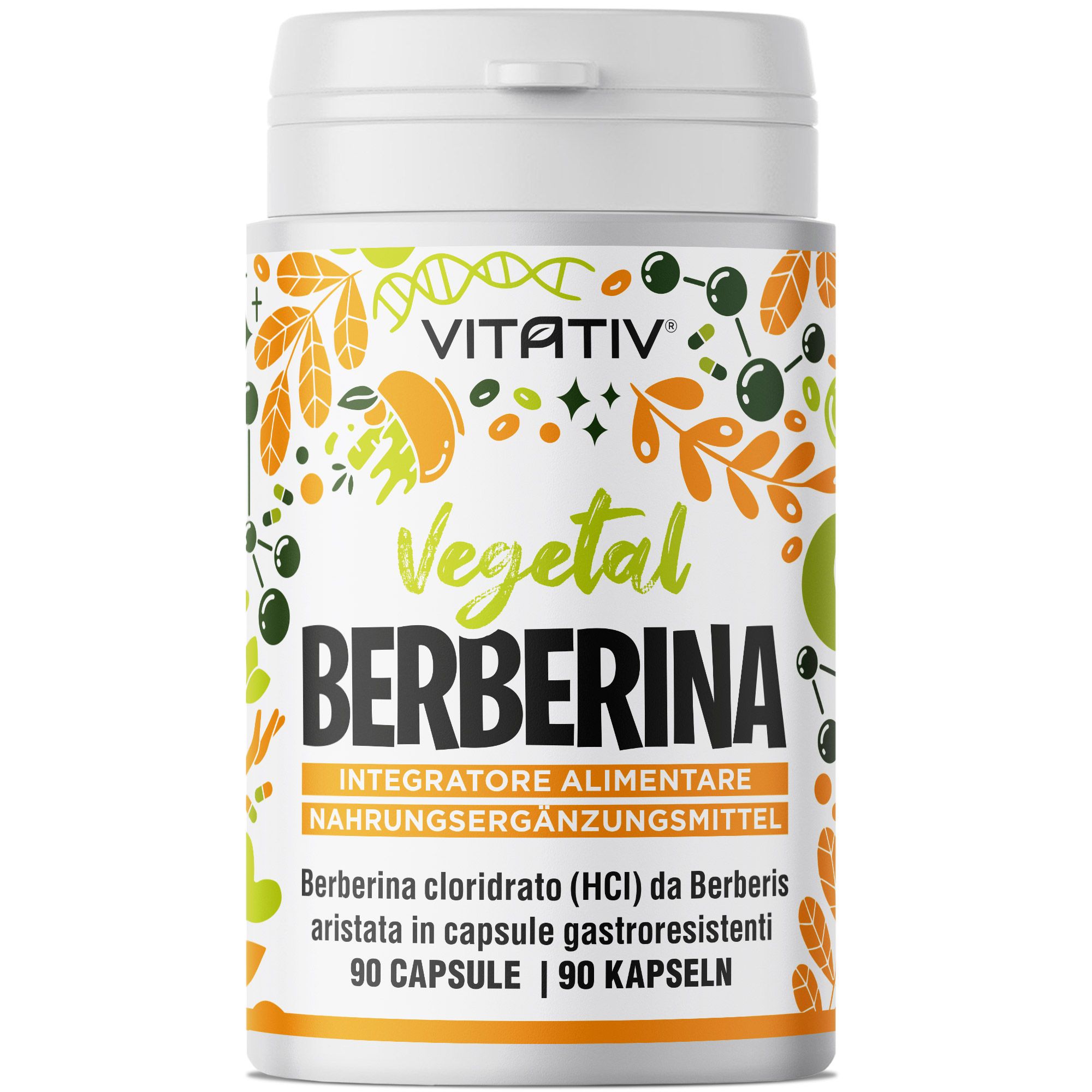 VITATIV® Berberina da Berberis Aristata HCl Alta Purezza - Capsule Gastroresistenti Vegetali