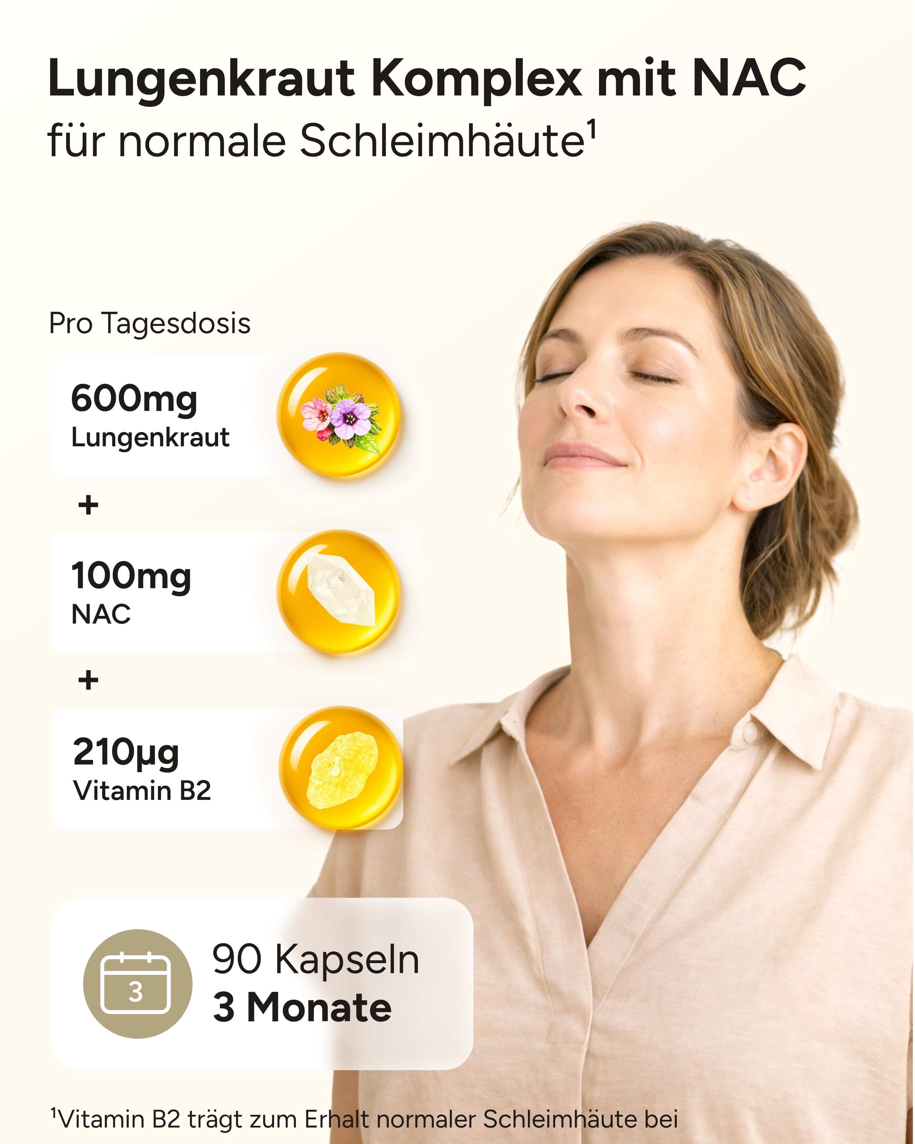 plantomol® Lungenkraut Kapseln - 600mg Lungwort pro Kapsel mit Vitamin B2 für die Schleimhäute