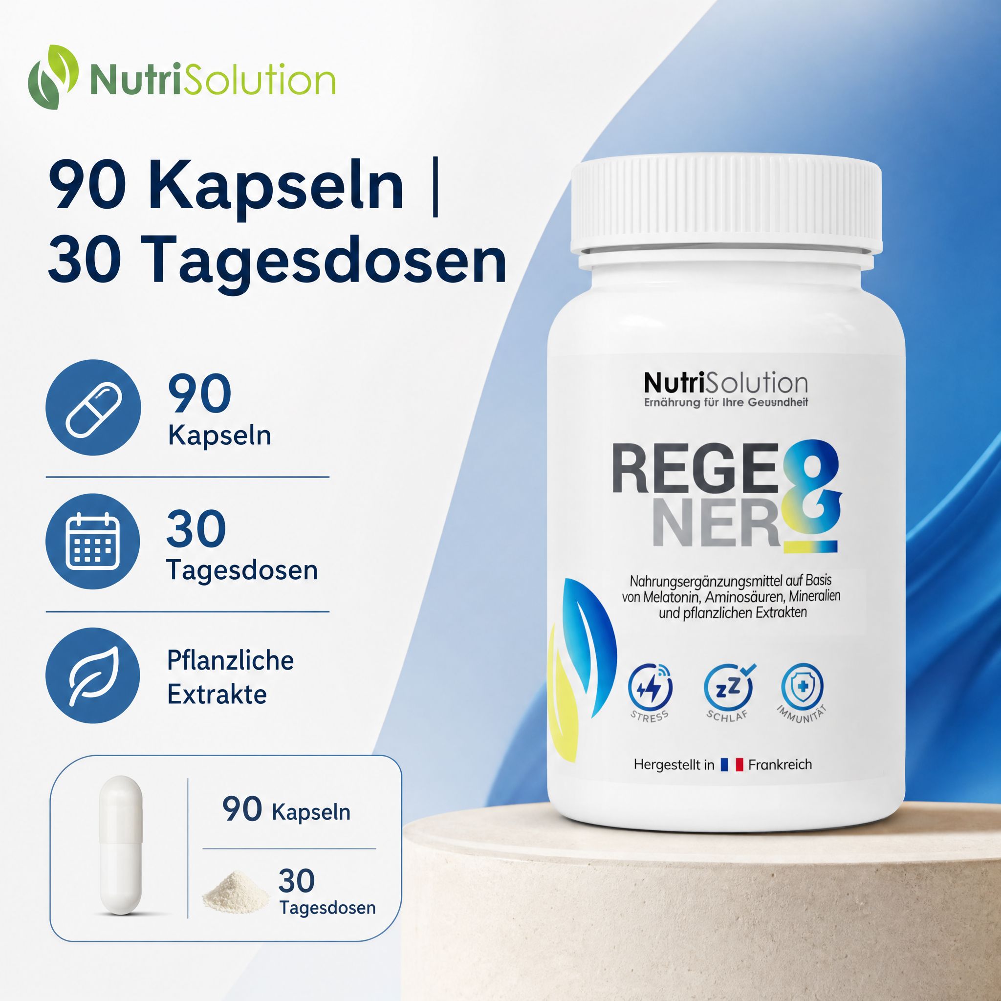NutriSolution Regener-8 Flasche mit 90 Kapseln, 30 Tagesdosen.