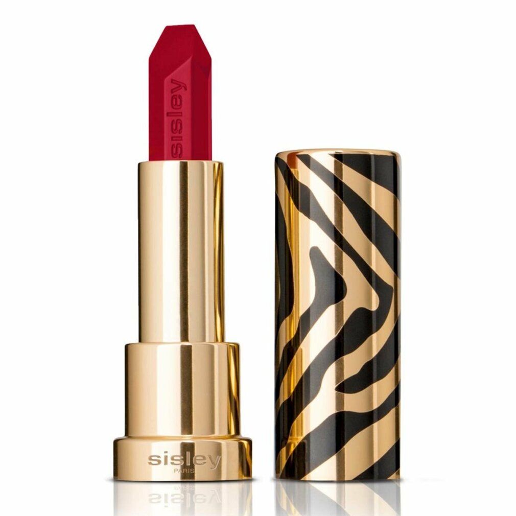 Roter Lippenstift mit goldener Hülse und Zebra-Muster. Marke Sisley.