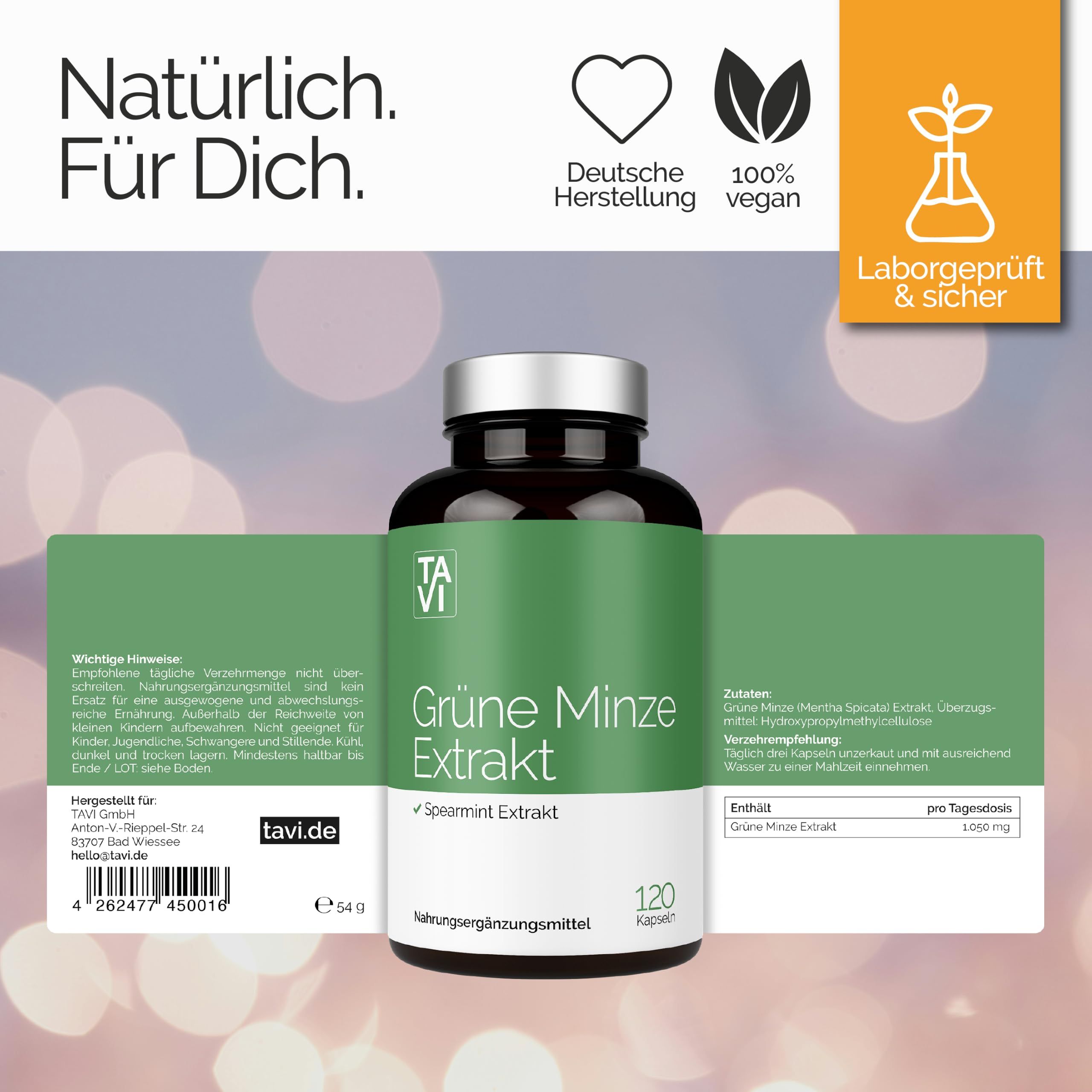 TAVI® Grüne Minze Extrakt Kapseln (Spearmint, Mentha spicata 10:1)