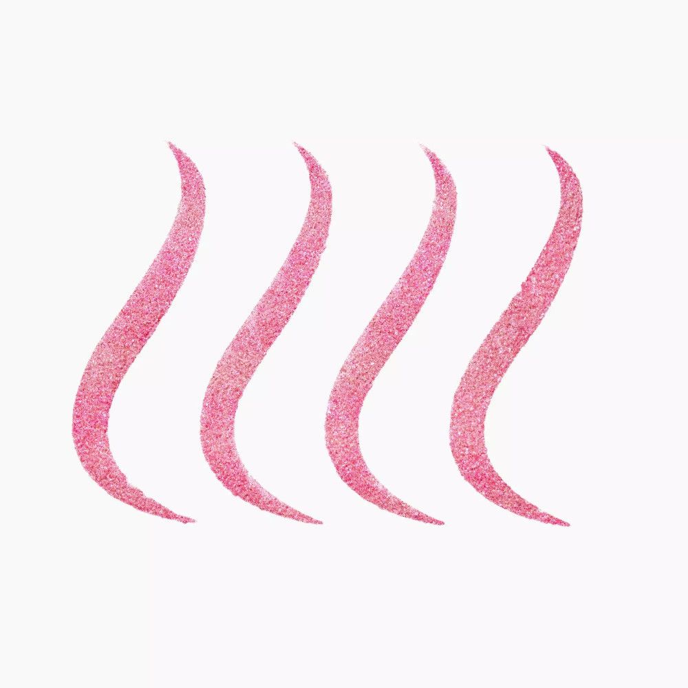 Vier geschwungene, rosa Linien mit Glitzer-Effekt. Auf weißem Hintergrund.